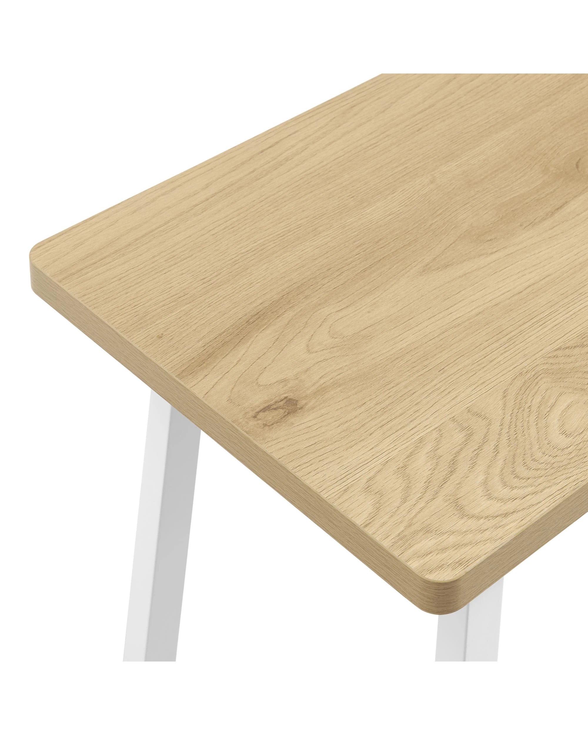 6 Kodu Console Hallway Entryway Table with Shelf, Oak Look Top - White, 6 of 9