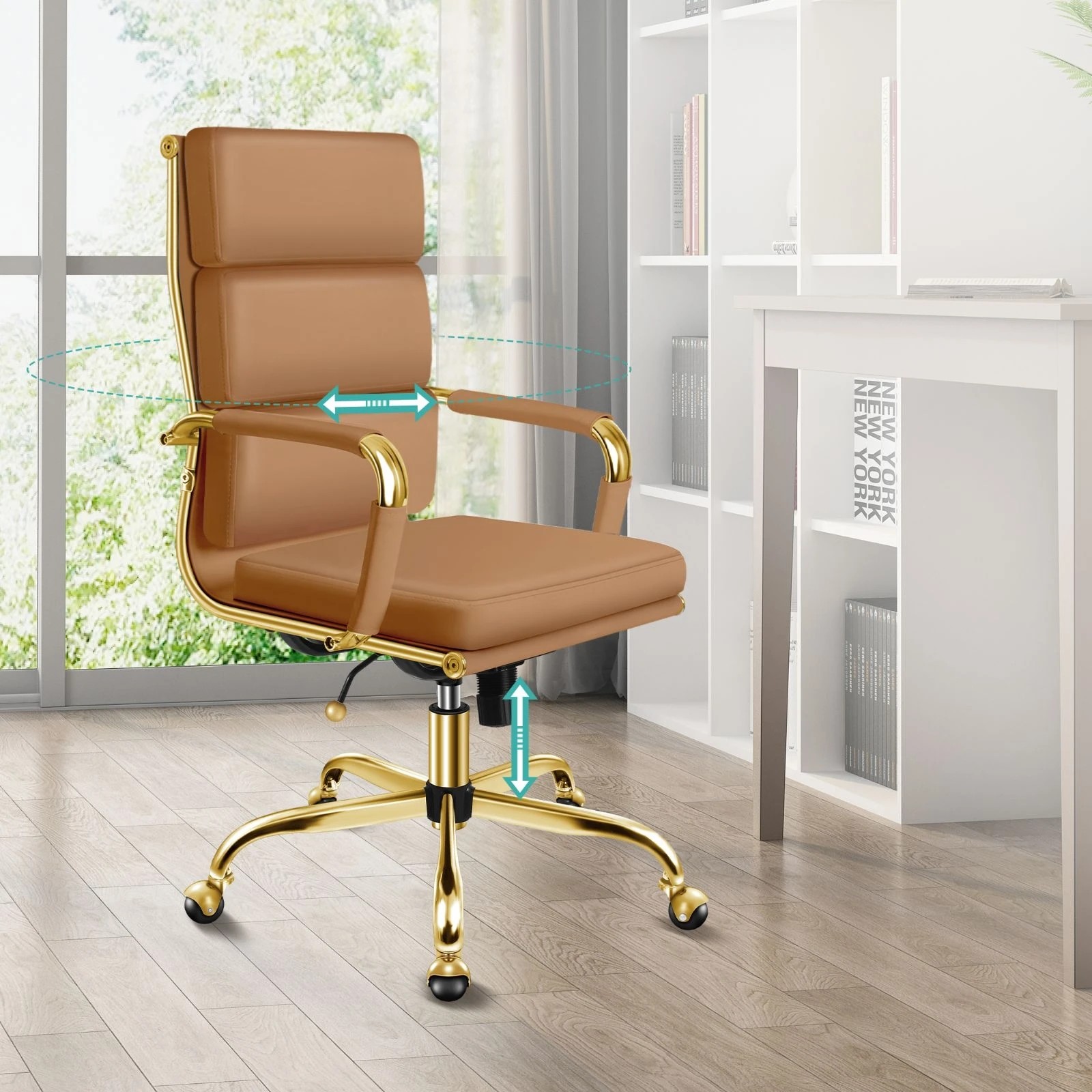 3 Alfordson Office Chair Ergonomic Paddings Computer Executive Work Seat High Back - Brown, 3 of 10