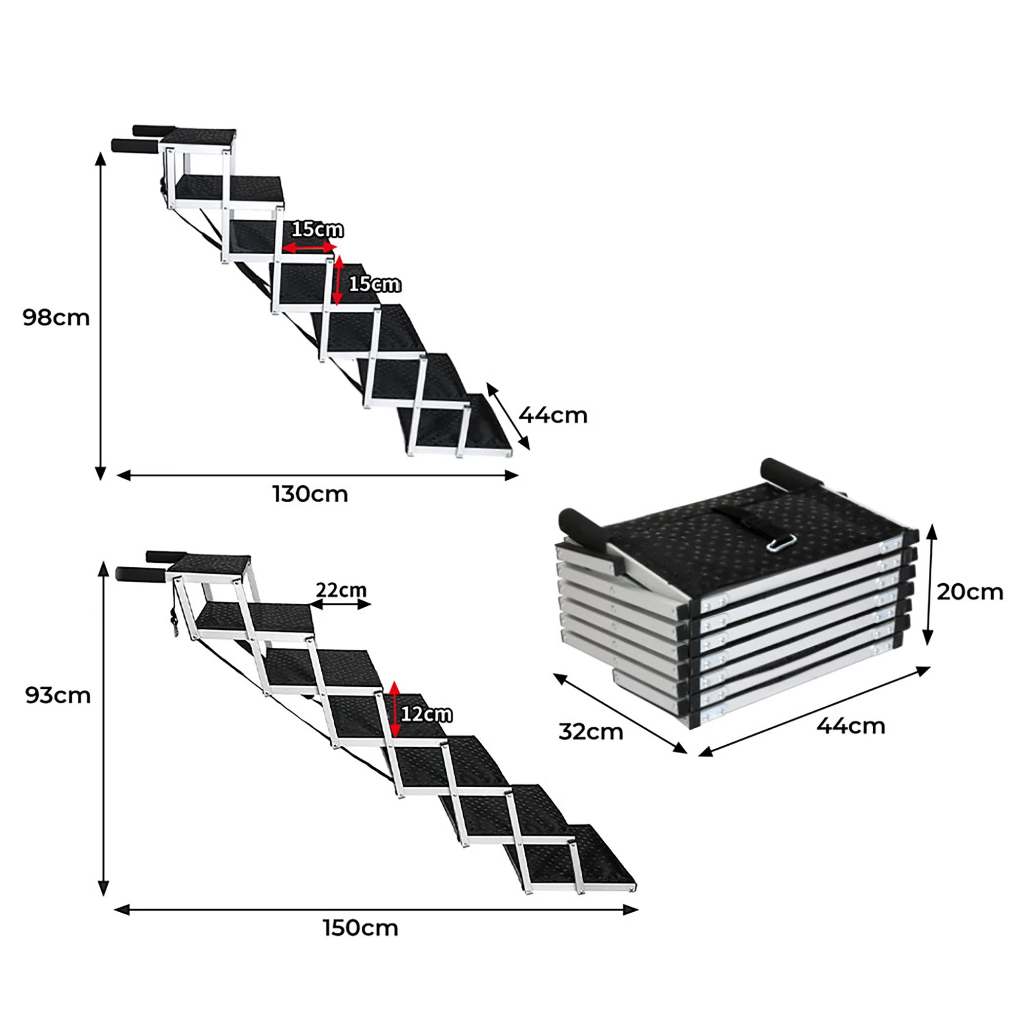 3 Pawz Dog Ramp 7 Steps In Colour - Black - Black, 3 of 9