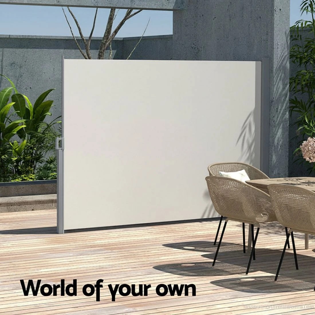 4 Instahut Side Awning Sun Shade Outdoor Blinds Retractable Screen 2X3M - White, 4 of 5