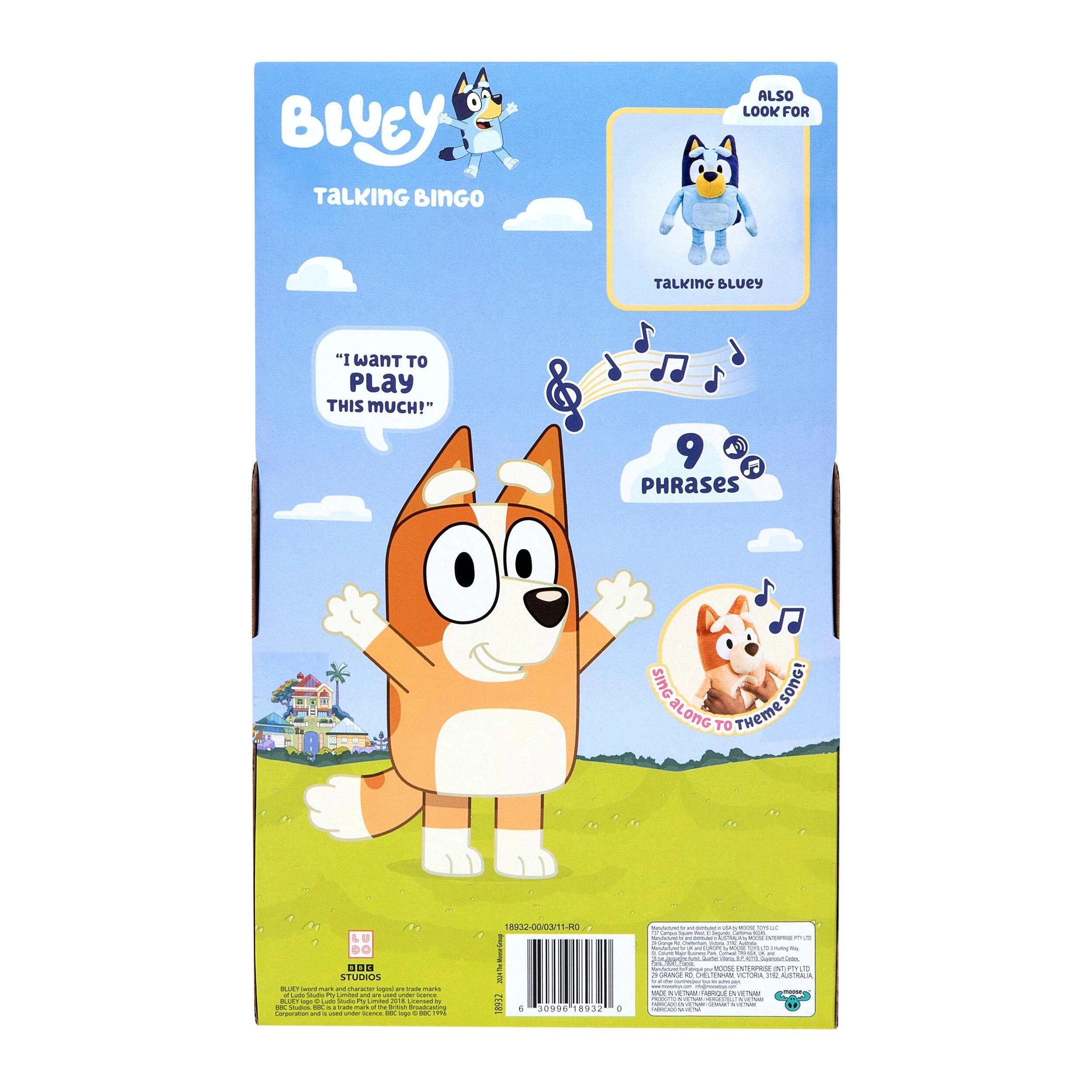 6 Bluey Talking SFX Plush Bingo - Single Pack - Multi, 6 of 6