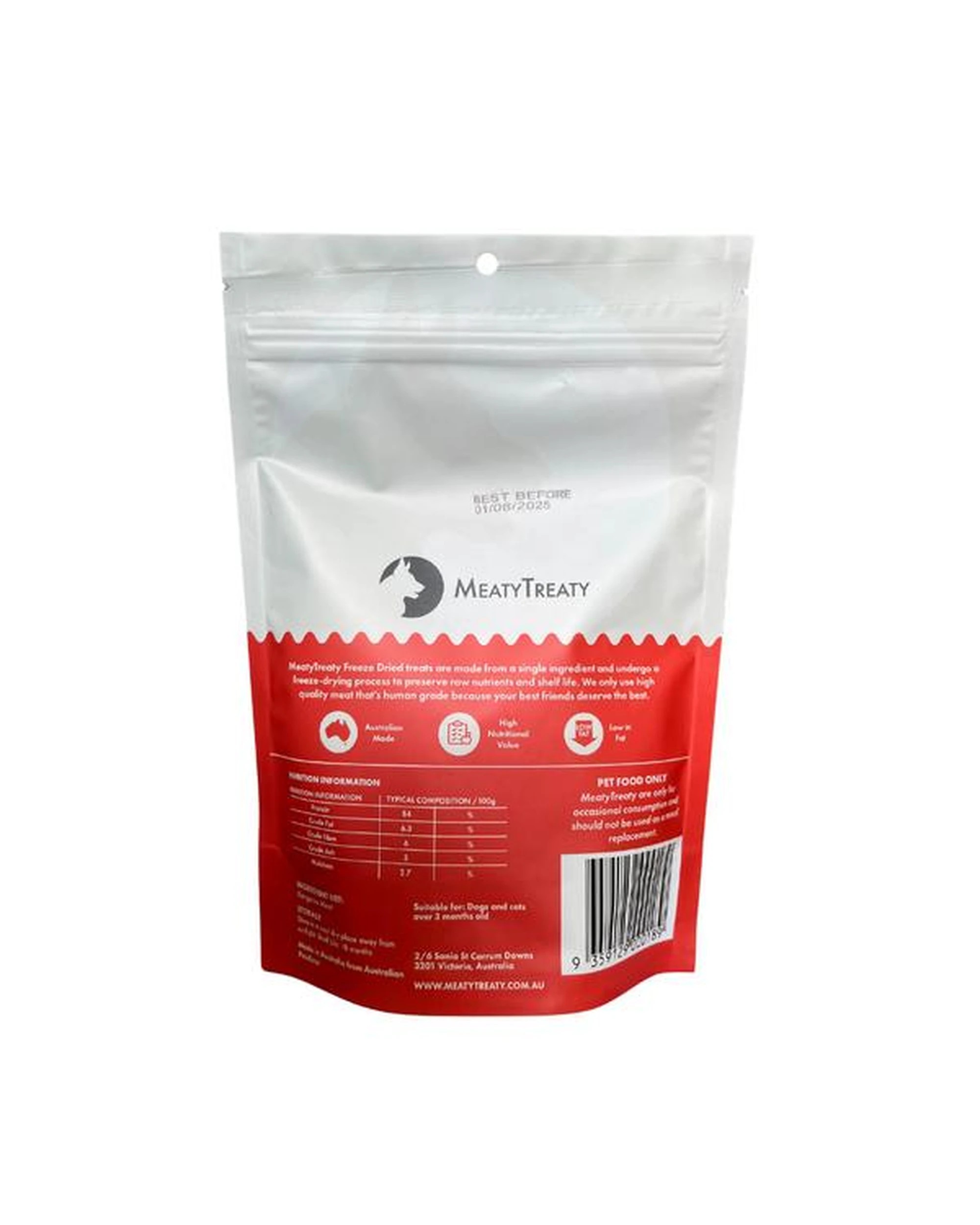 2 Meaty Treaty Premium Freeze Dried Cats & Dogs Treat Kangaroo Steak 80g, 2 of 2