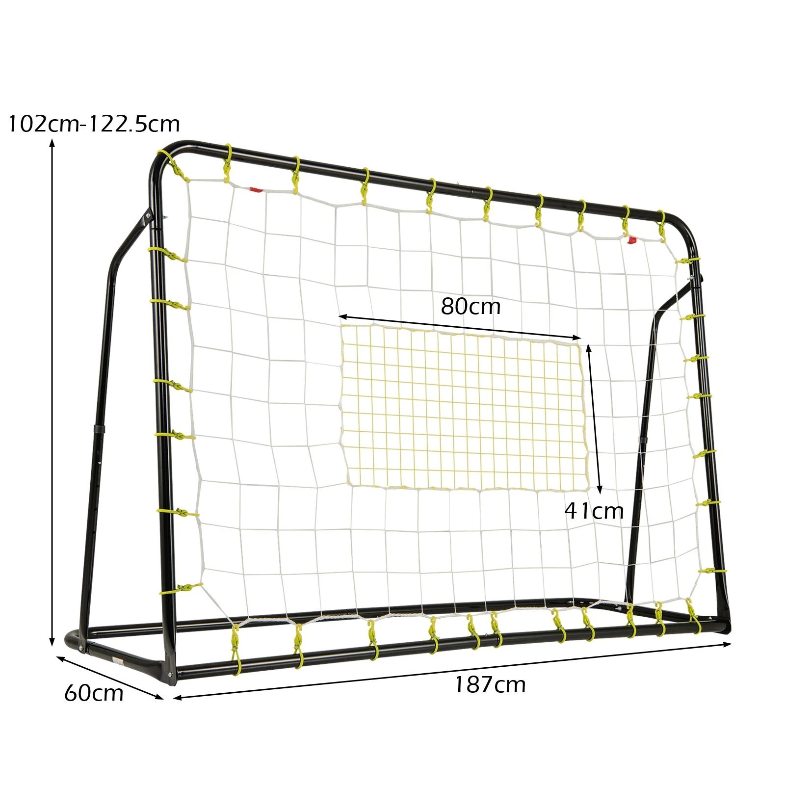 1 Costway 2-in-1 Kids Soccer Rebounder & Soccer Goal 1.9m x 1.2m Adjustable Metal Frame - Black, 1 of 3