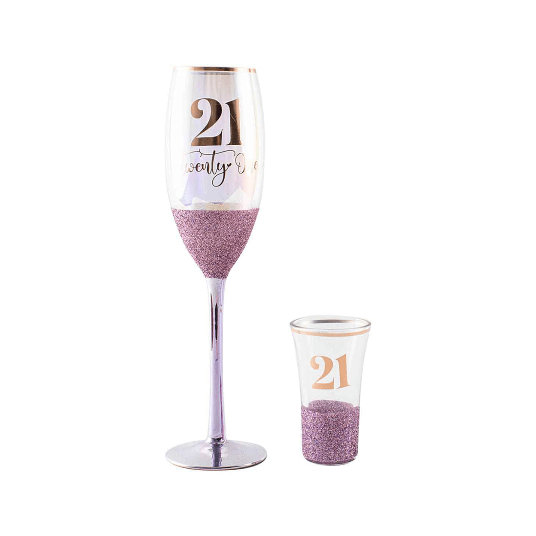 1 Champange & Shot 21st Celebration/birthday Stemmed Drinking Glass Set 150ml
 - Purple, 1 of 3