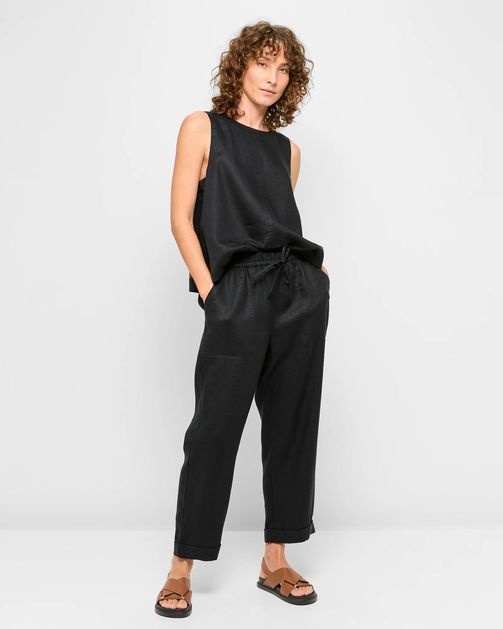 1 Target European Linen Tapered Pants BLACK, 1 of 5