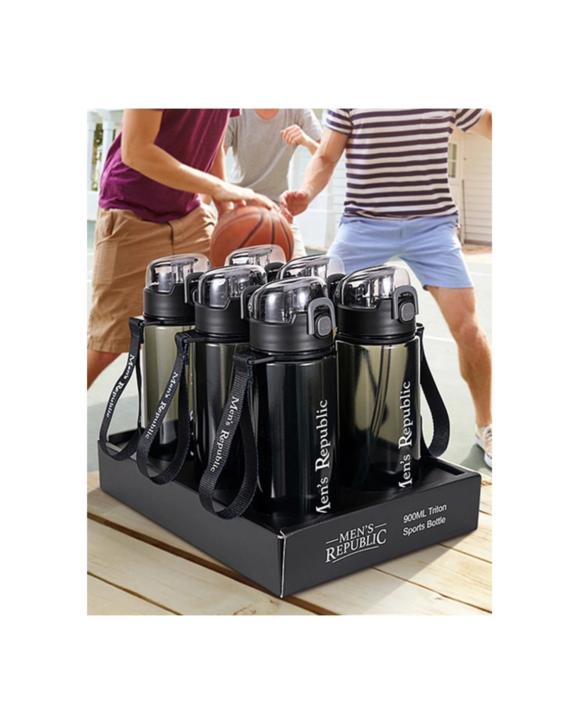 6 Mens Republic Triton Water Drinking Bottle 900Ml Durable Triton Material - Black, 6 of 7