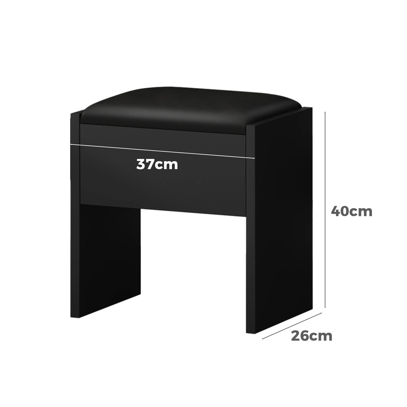 3 Alfordson Dressing Table Stool Set Makeup Mirror Desk LED 10 Bulbs - Black, 3 of 10