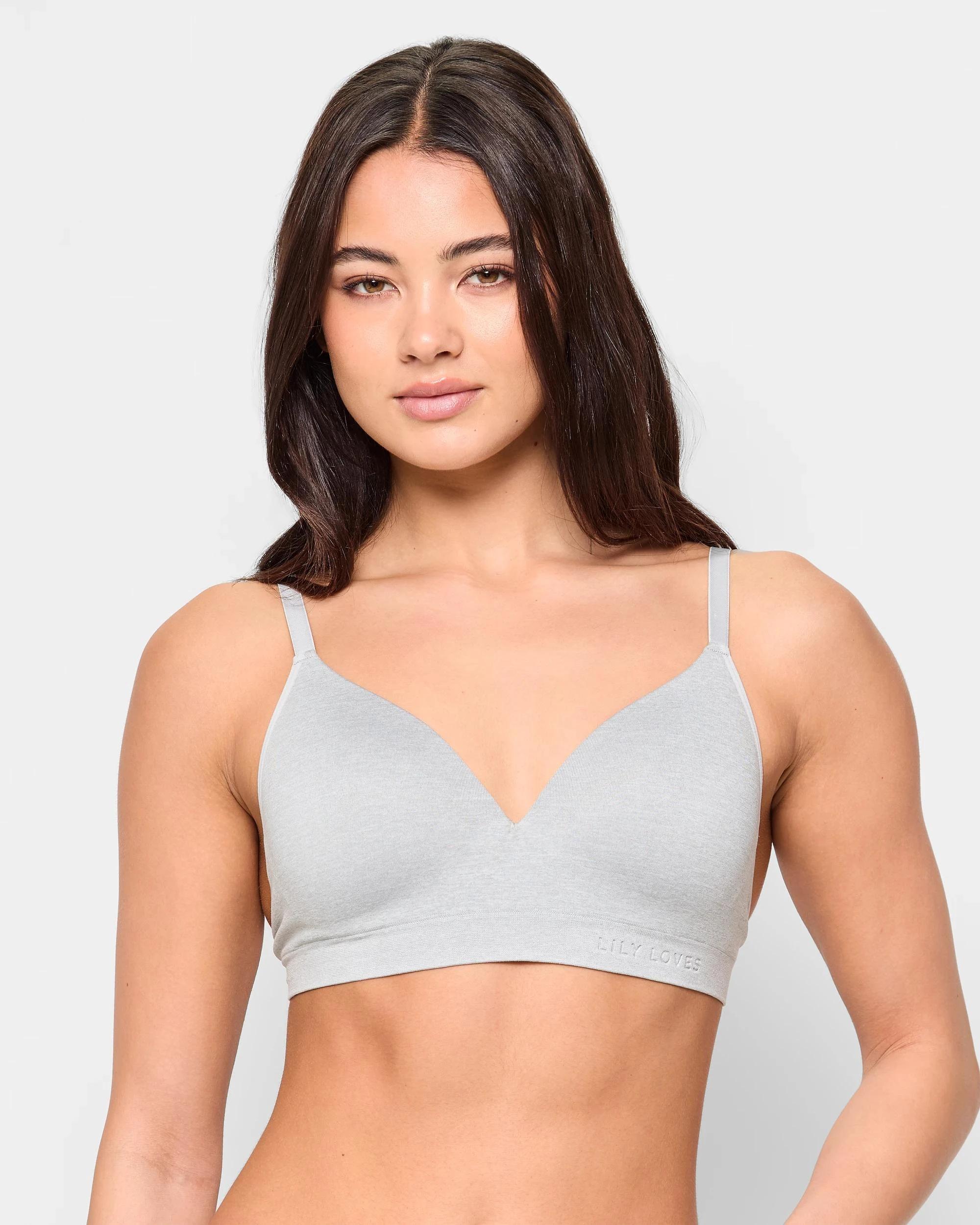 1 Seamfree Embossed Wirefree T-Shirt Crop Bra - Lily Loves GREY MARLE, 1 of 3