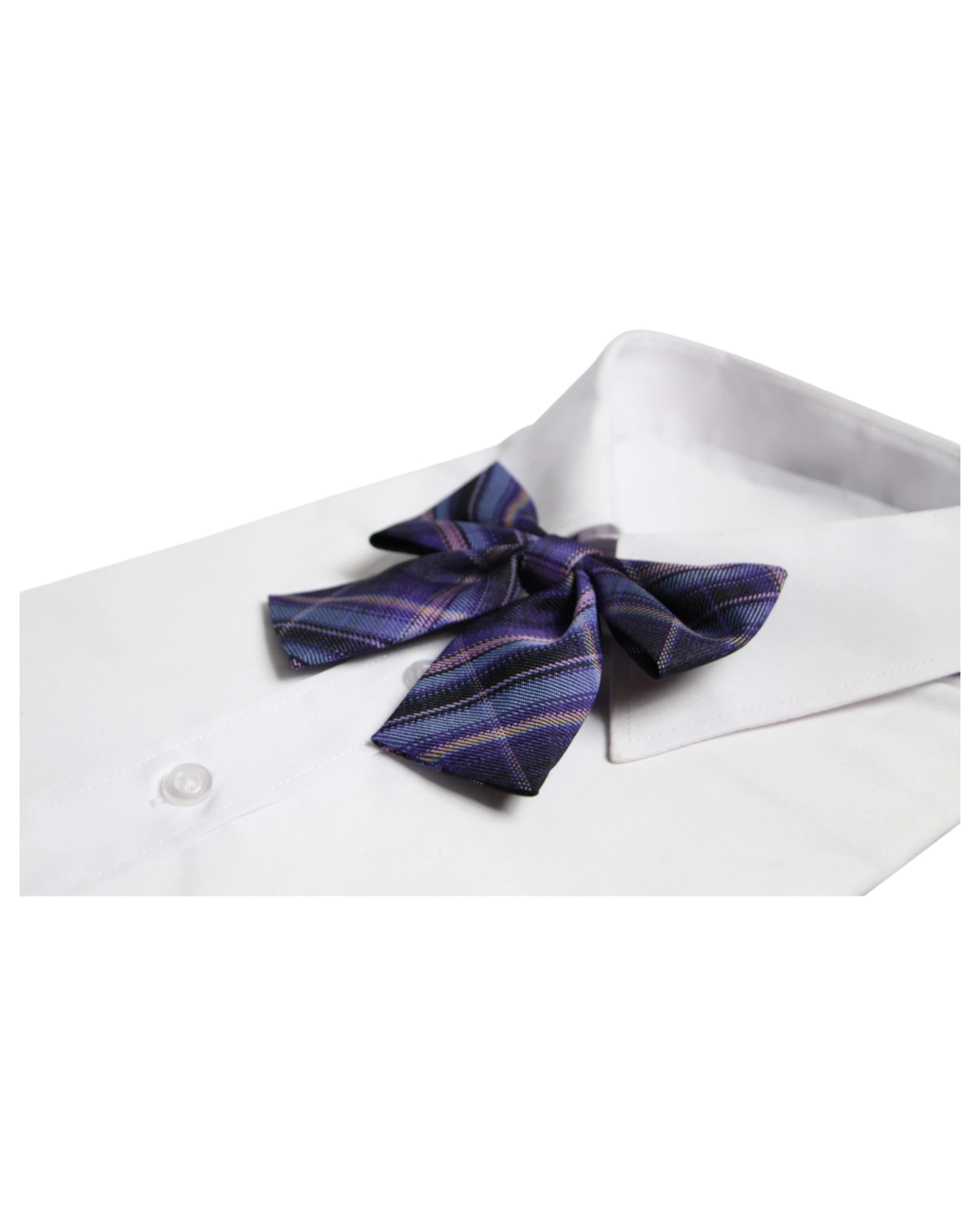 2 Zasel Womens Dark Purple & Black Tarten Patterned Shirt Collar Bow Tie - Multi, 2 of 3