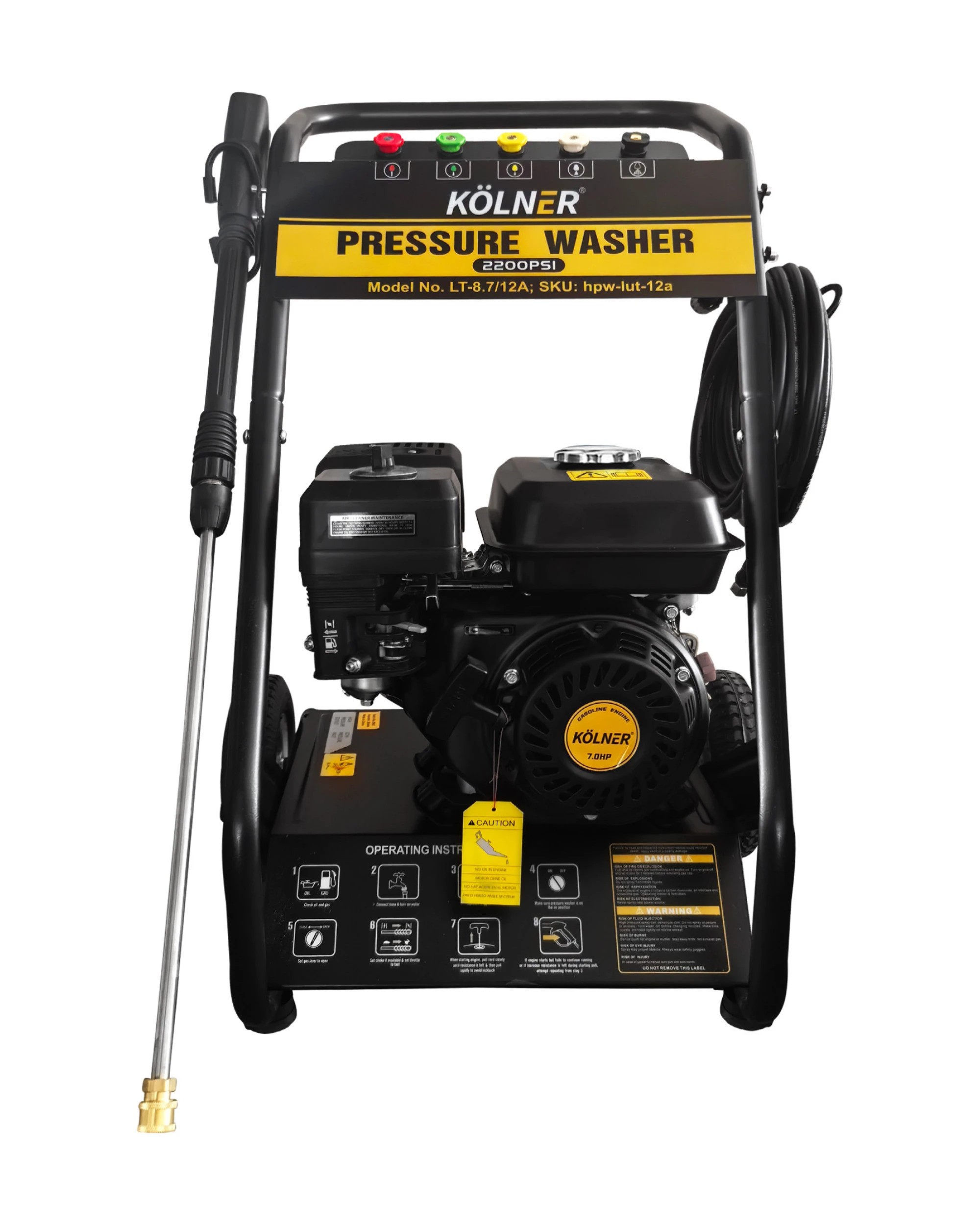 1 Kolner LT12A 7HP 2200PSI Petrol Engine High Pressure Washer 7.5LPM - Black, 1 of 9