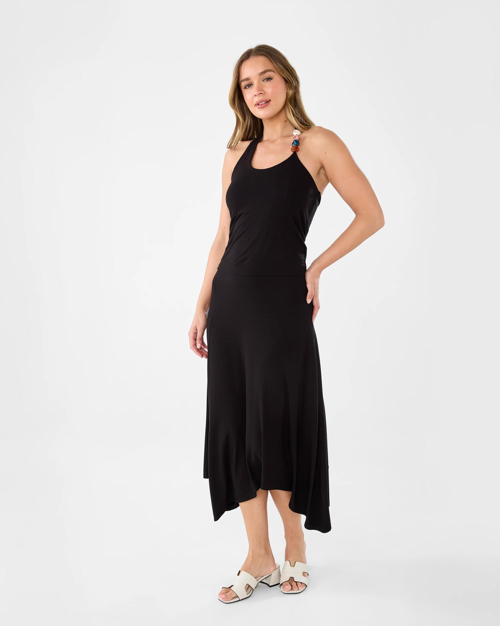 7 Sleeveless Beaded Halter Top Black, 7 of 7