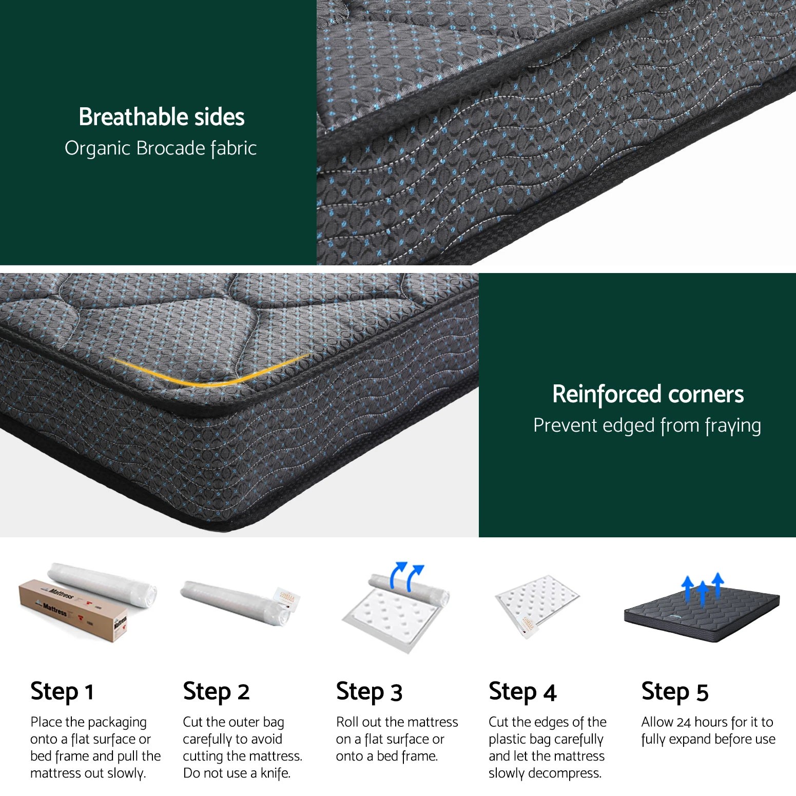 7 16cm Mattress Giselle Bonnell Spring Queen - Queen Bed - Grey, 7 of 7