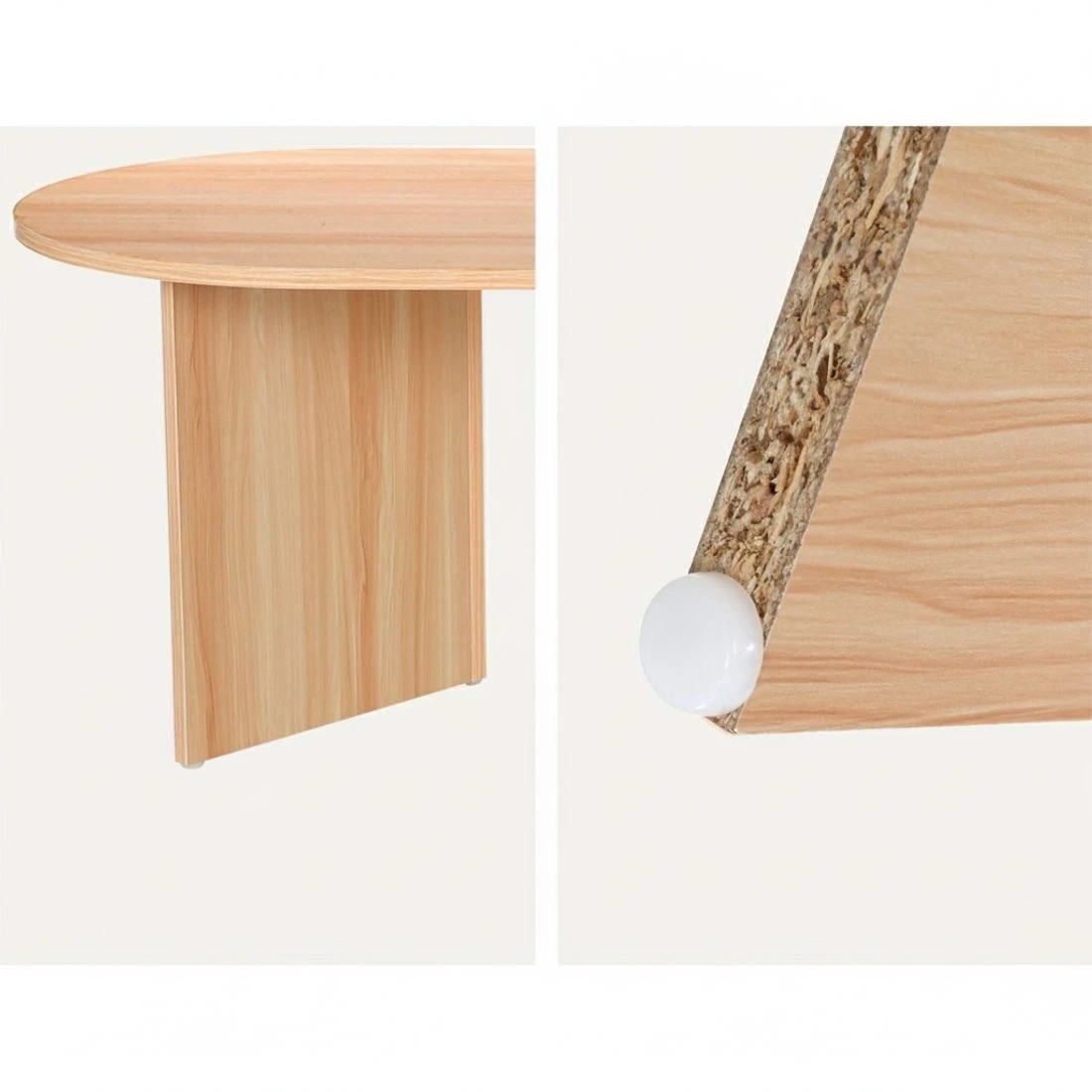 5 Artiss Coffee Table Oval 110CM Pine Alva - Natural, 5 of 6