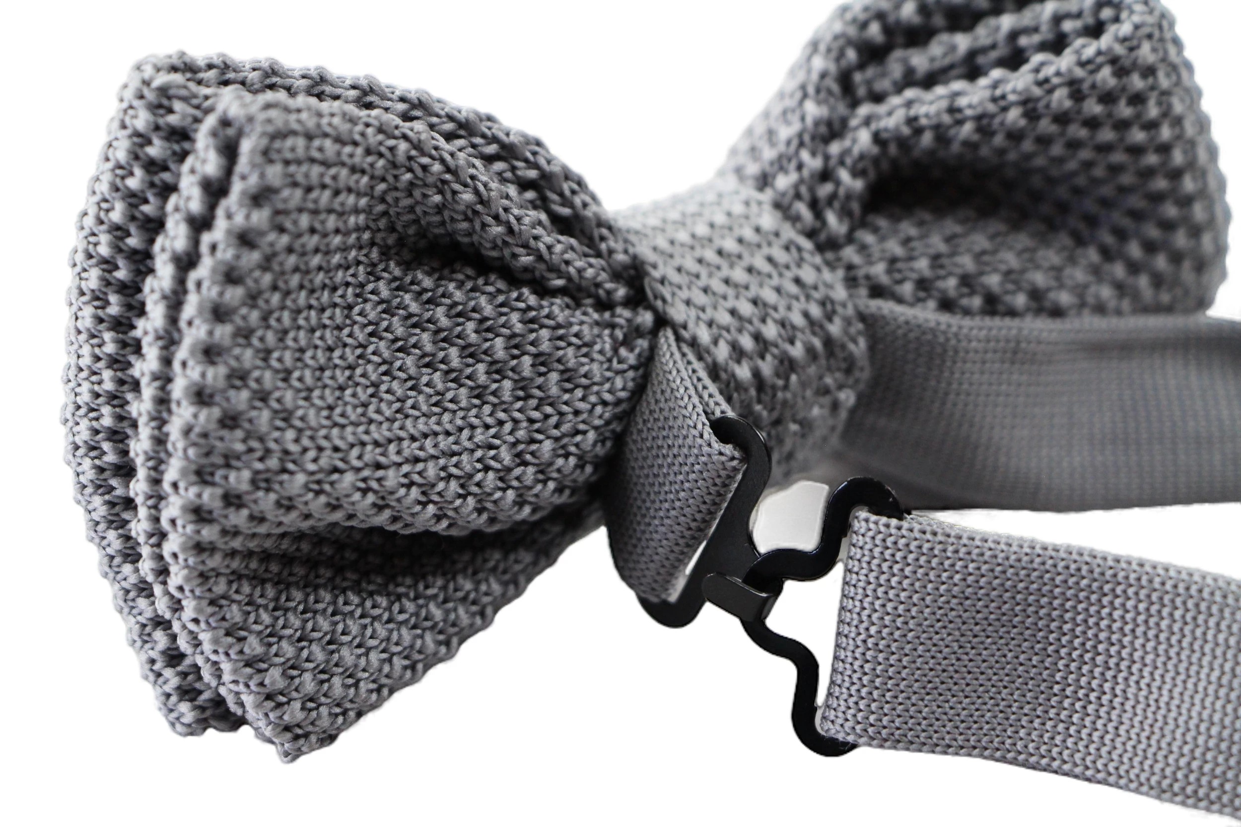 3 Zasel Mens Grey Cross-Hatched Knitted Bow Tie - Grey, 3 of 3