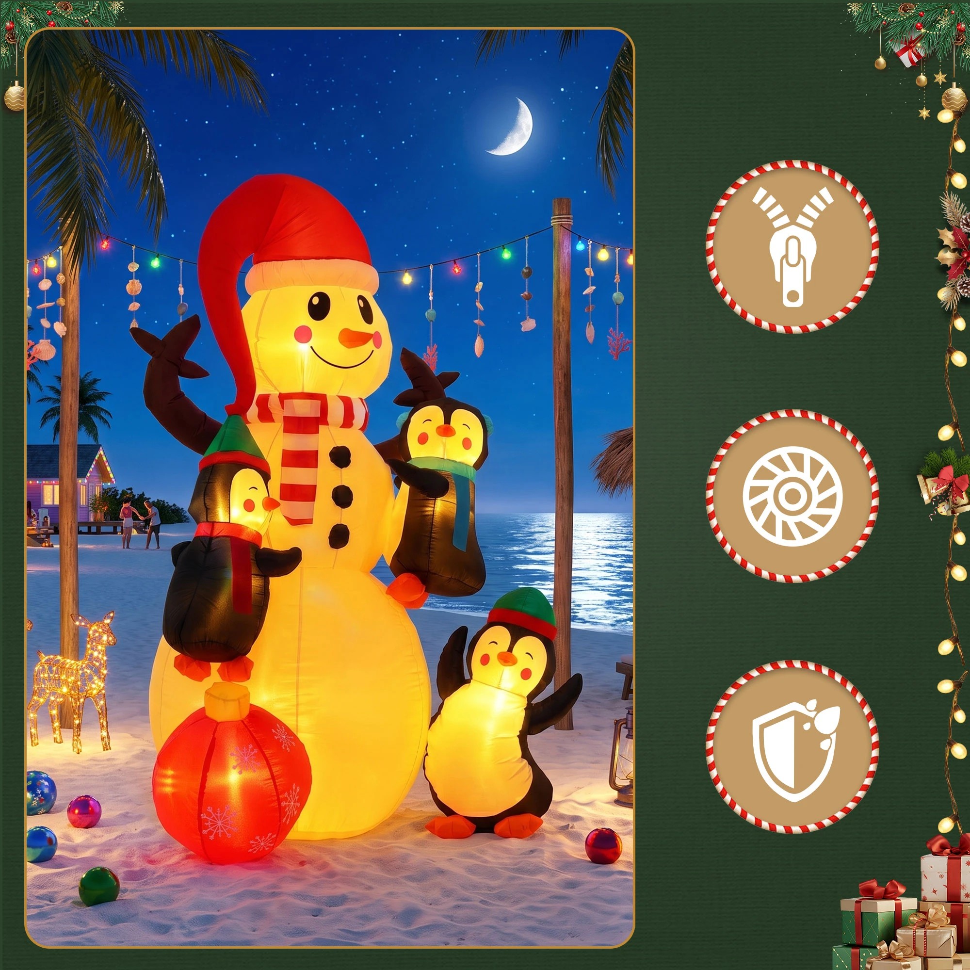 7 Jingle Jollys Christmas Inflatable Snowman 1.8M Height LED Outdoor Decorations Warm Light - Multi, 7 of 9