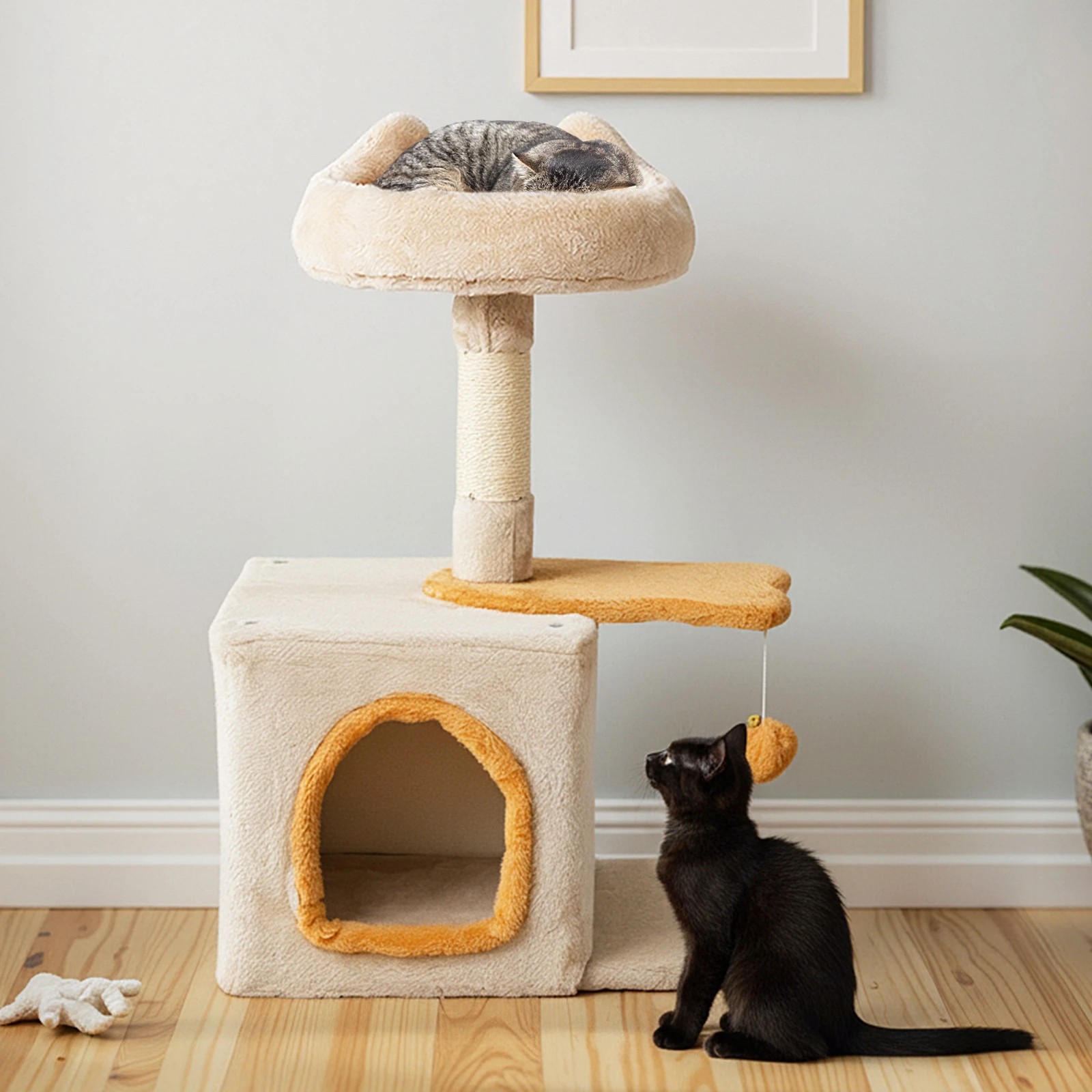 3 Costway Cute Kitty Tower w/Plush Perch Pet Furniture Activity Center, 3 of 5