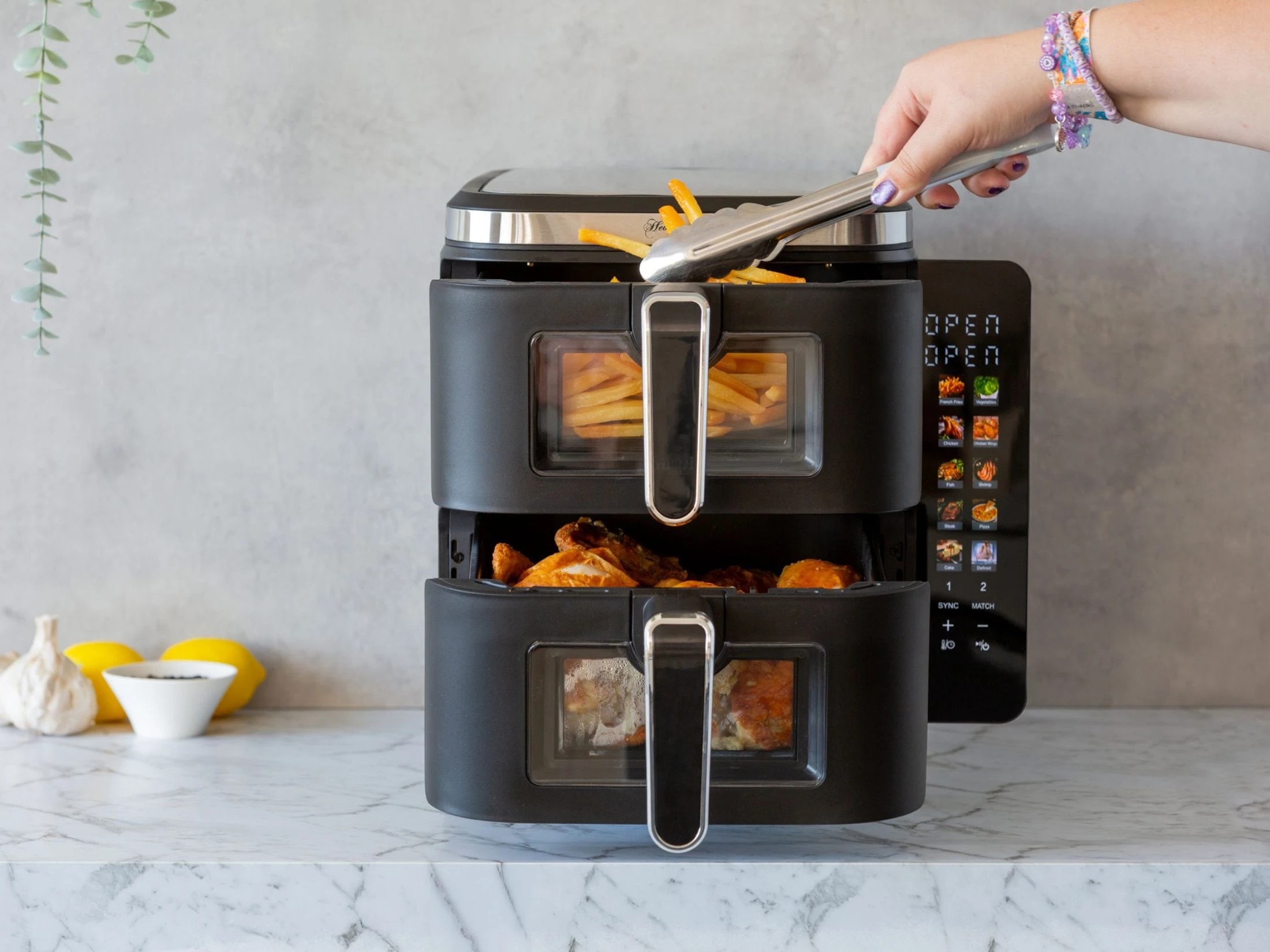 8 Healthy Choice 2400W 11L Multifunctional Double Decker Digital Dual Zone Air Fryer with  Foldable Coloured Screen, 8 of 8