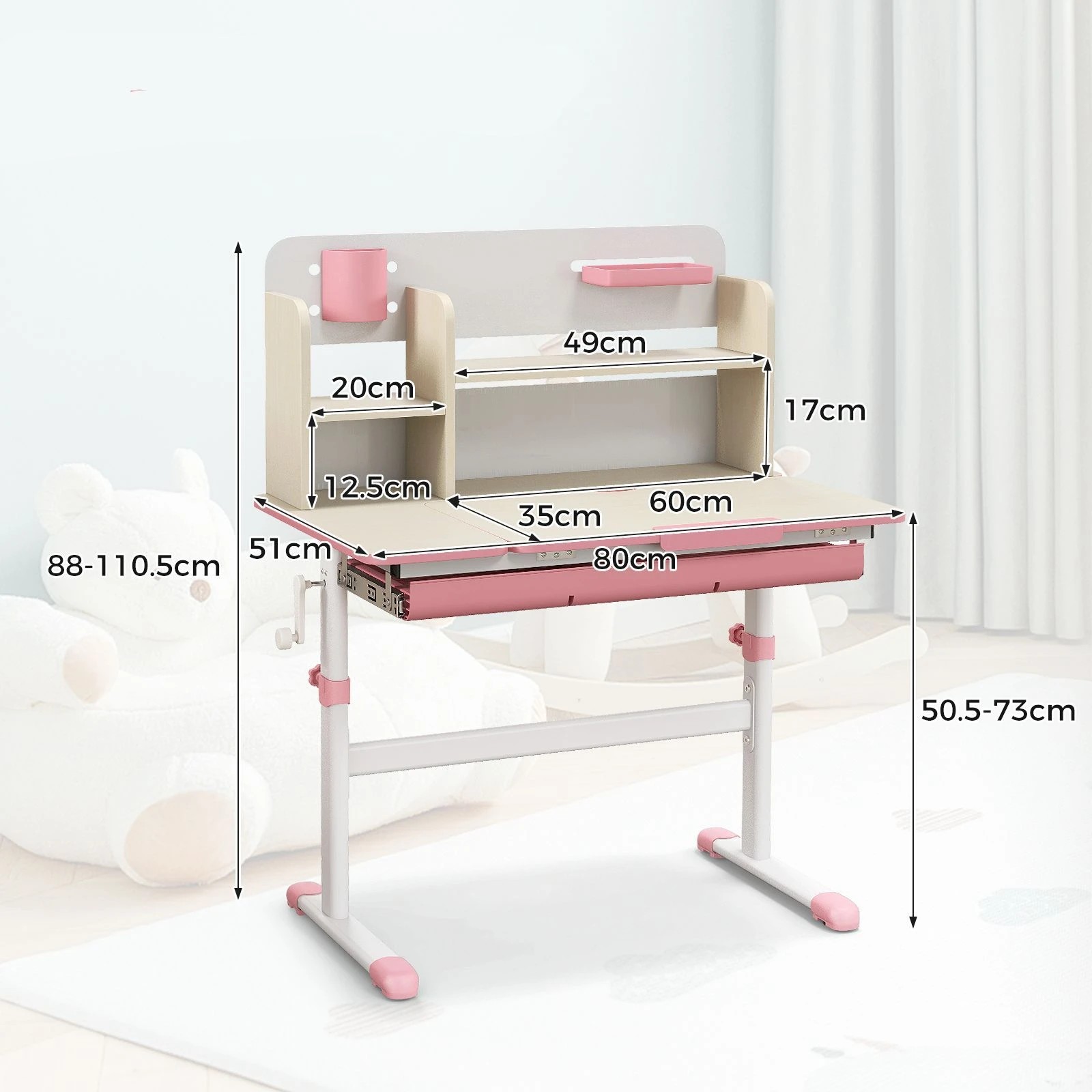 5 Costway Study Desk Height Adjustbale Table w/Tiltable Top, 5 of 5