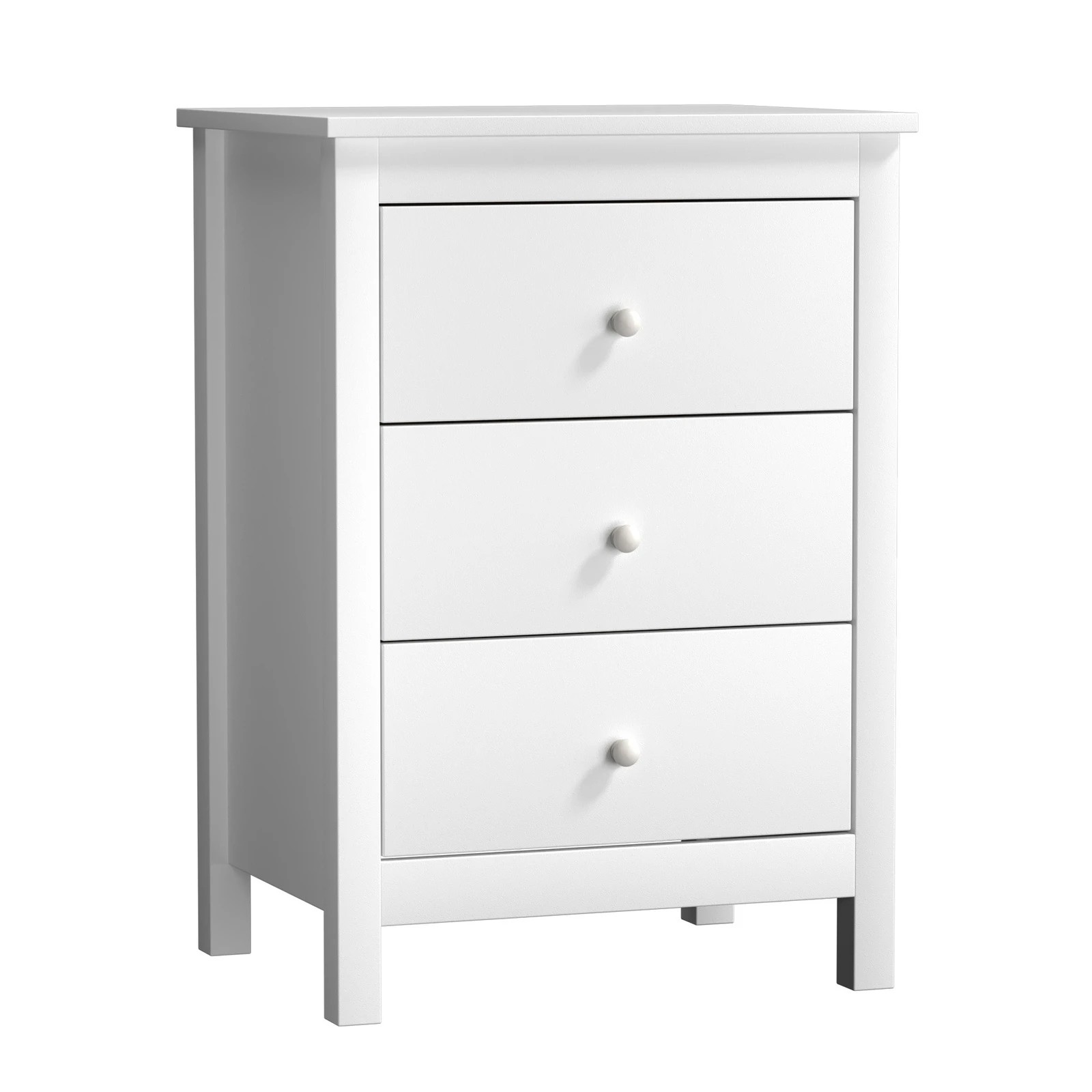 5 Oikiture Bedside Tables Set of 2 Nightstands Storage Cabinet 3 Drawers - White, 5 of 9