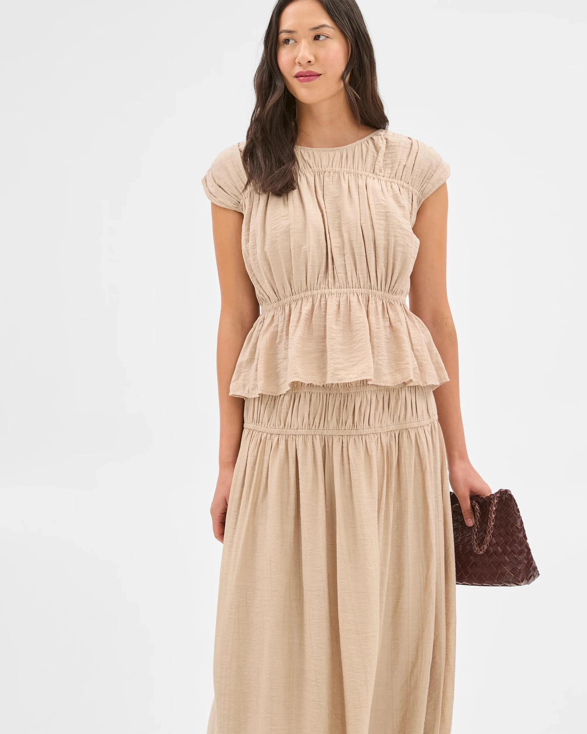 3 Crinkle Maxi Skirt - Preview BEIGE, 3 of 6
