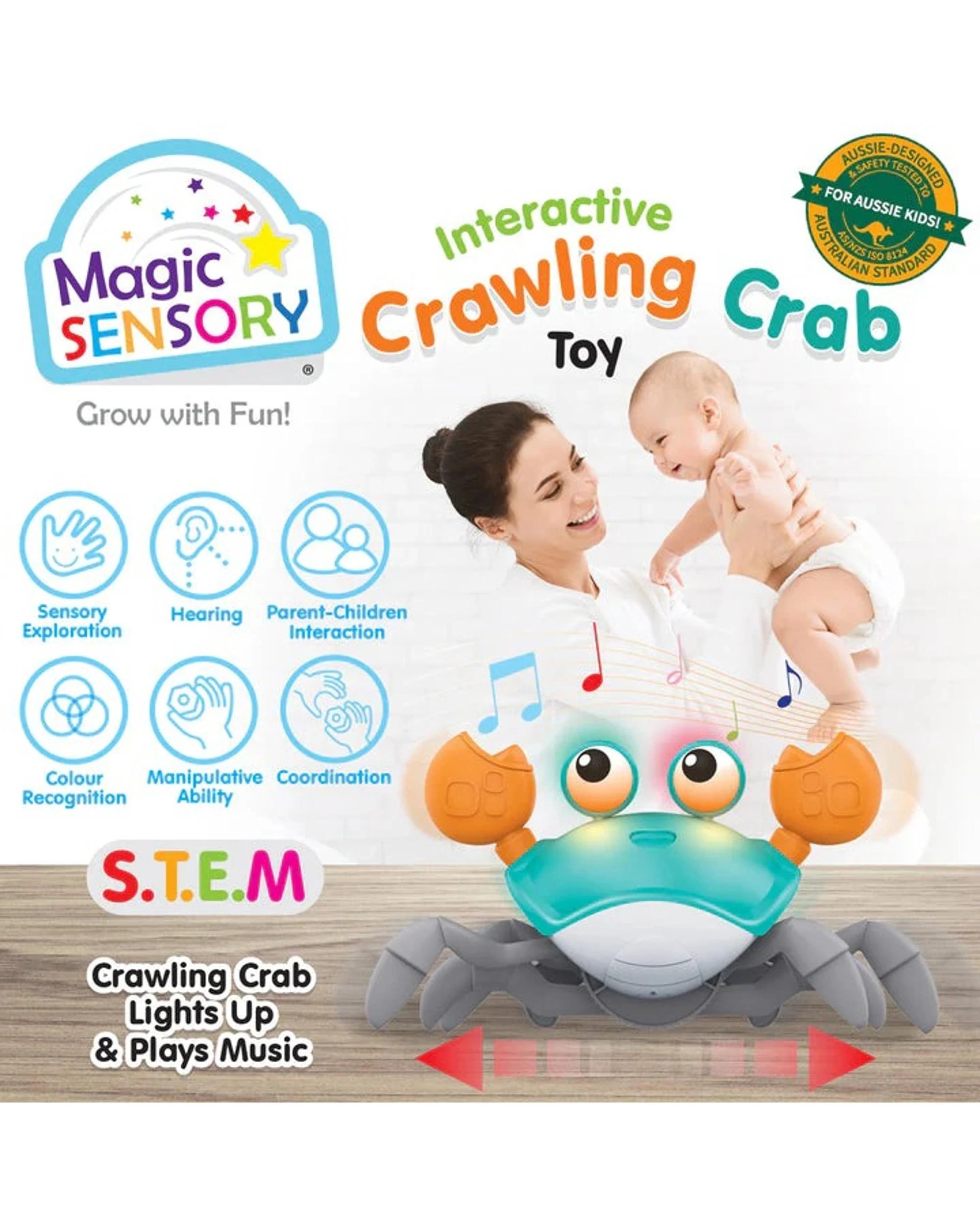 5 Magic Sensory Interactive Crawling Crab Toy - Blue, 5 of 6