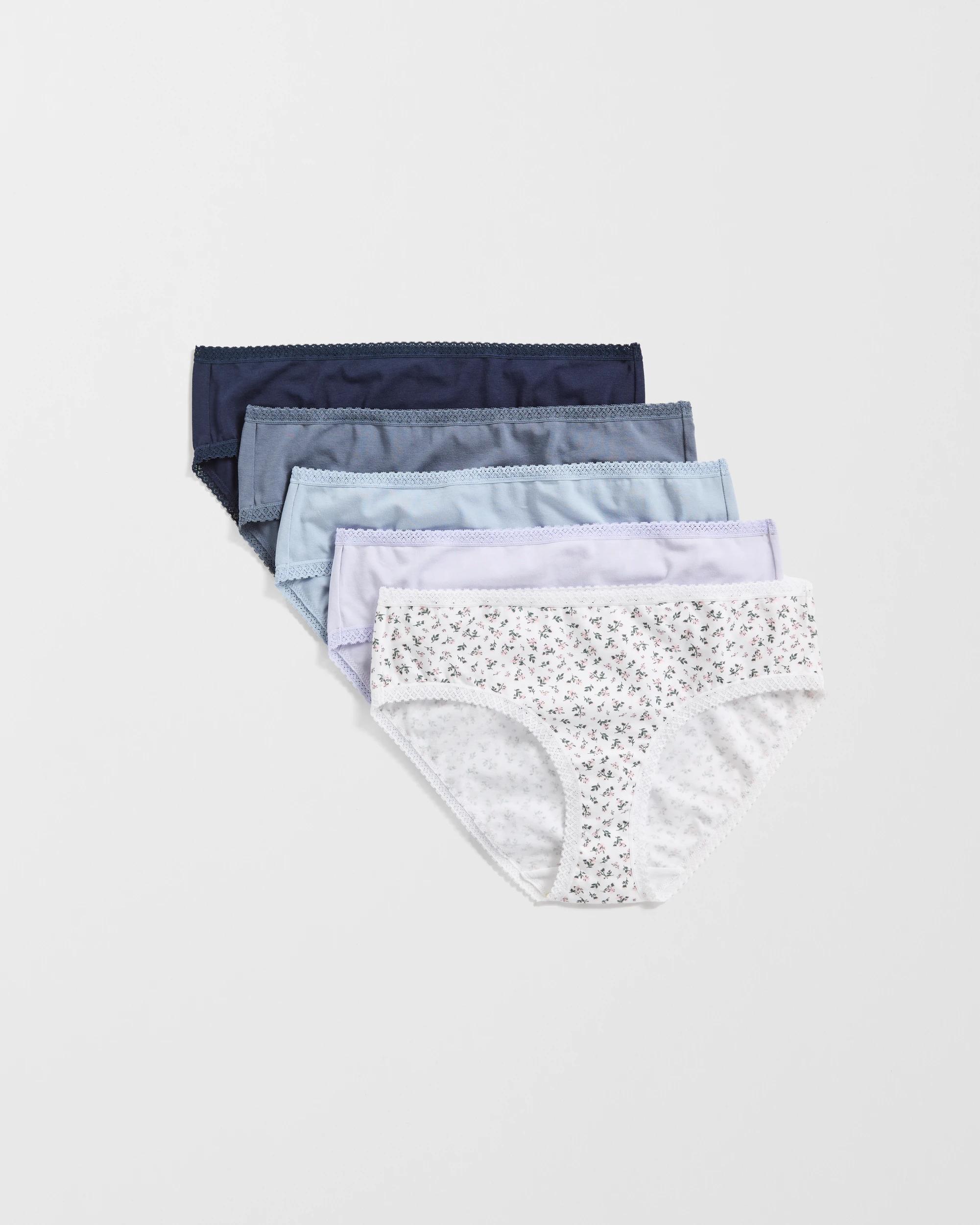 1 Target Womens Australian Cotton Blend Midi Briefs 5 Pack BLUES DITSY, 1 of 4