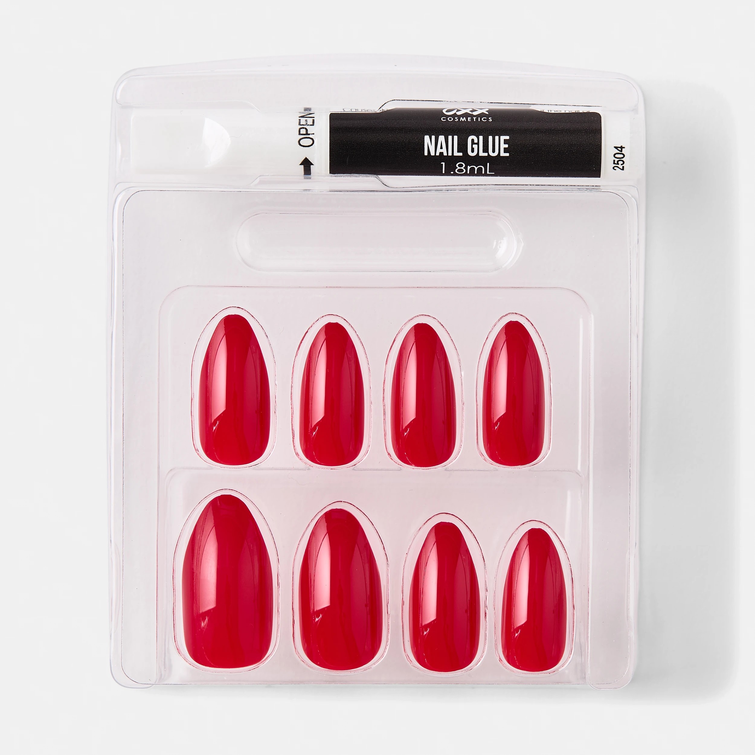 3 OXX Cosmetics 24 Pack Artificial Nails with Adhesive - Stiletto Shape, Red, 3 of 5