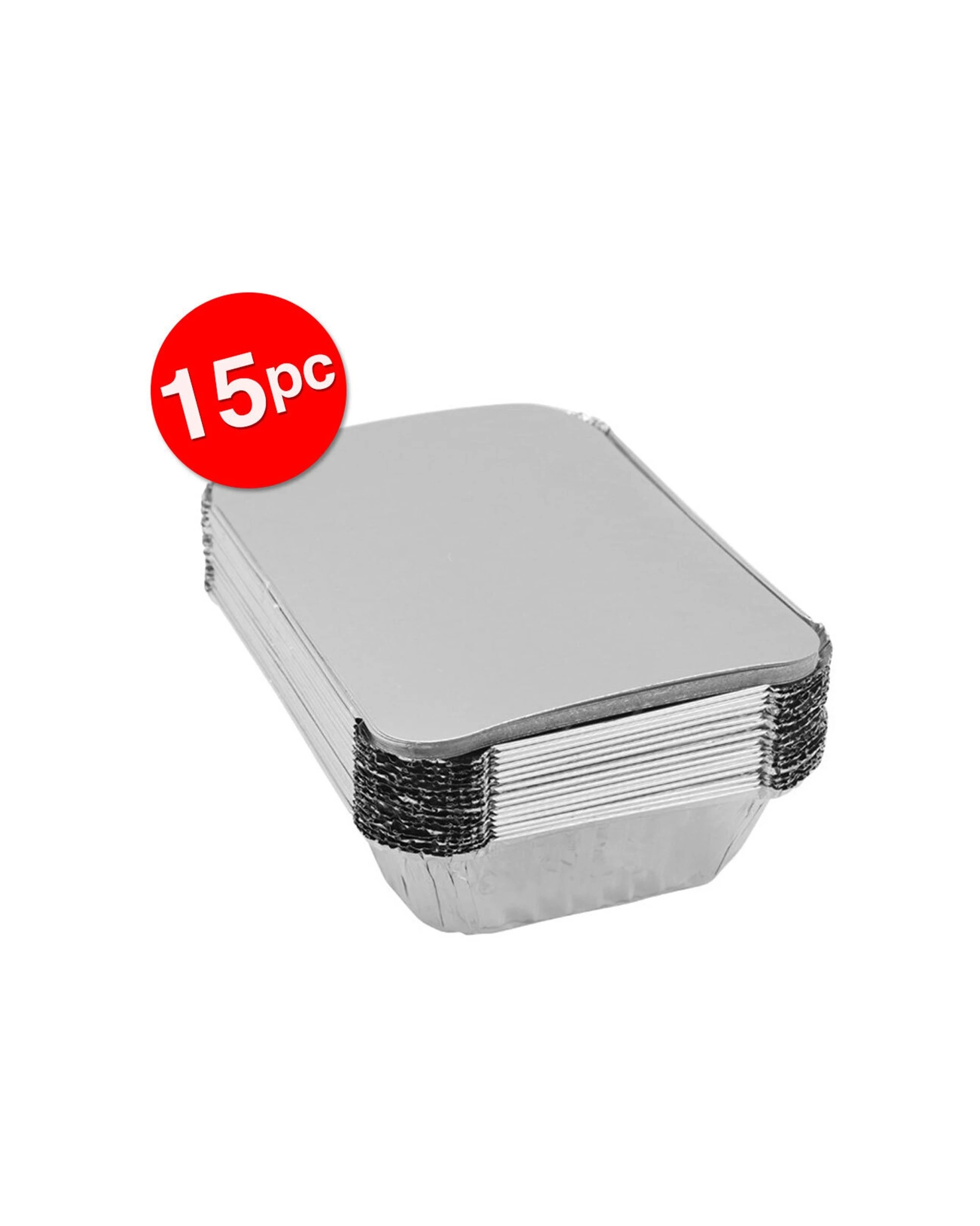 1 15pc Lemon & Lime 22cm Heavy Duty Oven/bbq Food Disposable Foil Container W/ Lid
 - Silver, 1 of 3