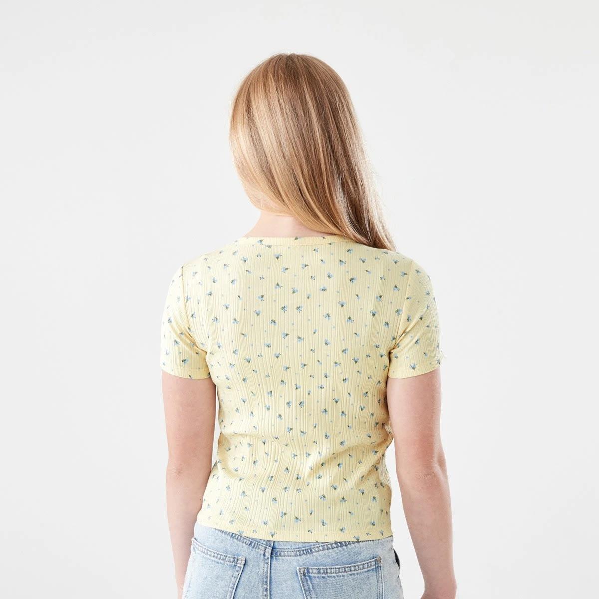 2 Rib Henley T-shirt SUNNY DITSY BUTTER CREAM, 2 of 7