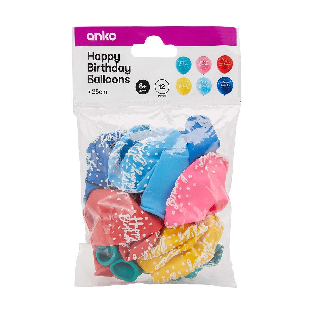 3 12 Pack Multi Colour Happy Birthday Balloons, 3 of 9