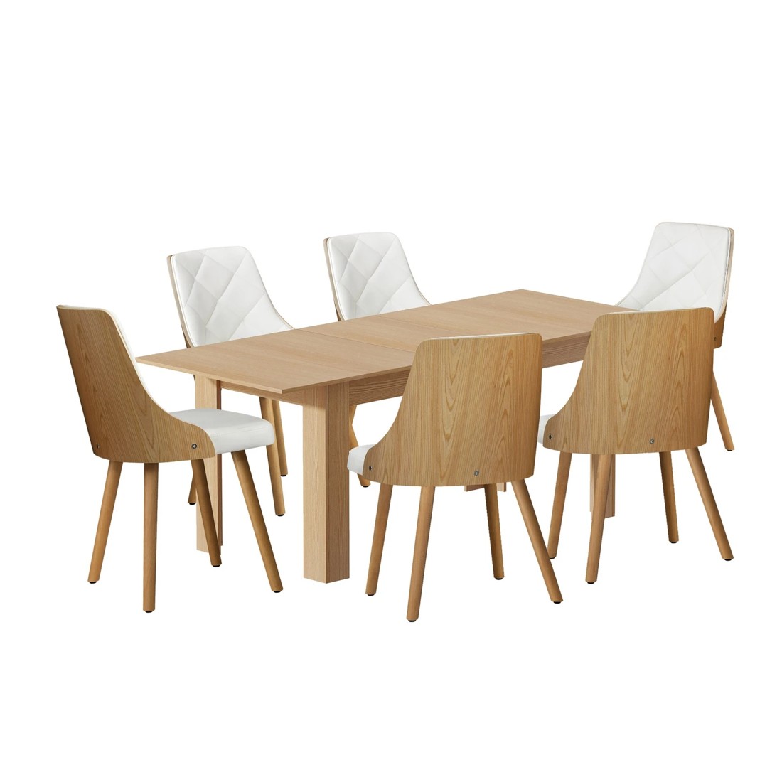 7 Oikiture 200cm Extendable Dining Table with 6PCS Dining Chairs PU Leather - Multi, 7 of 9