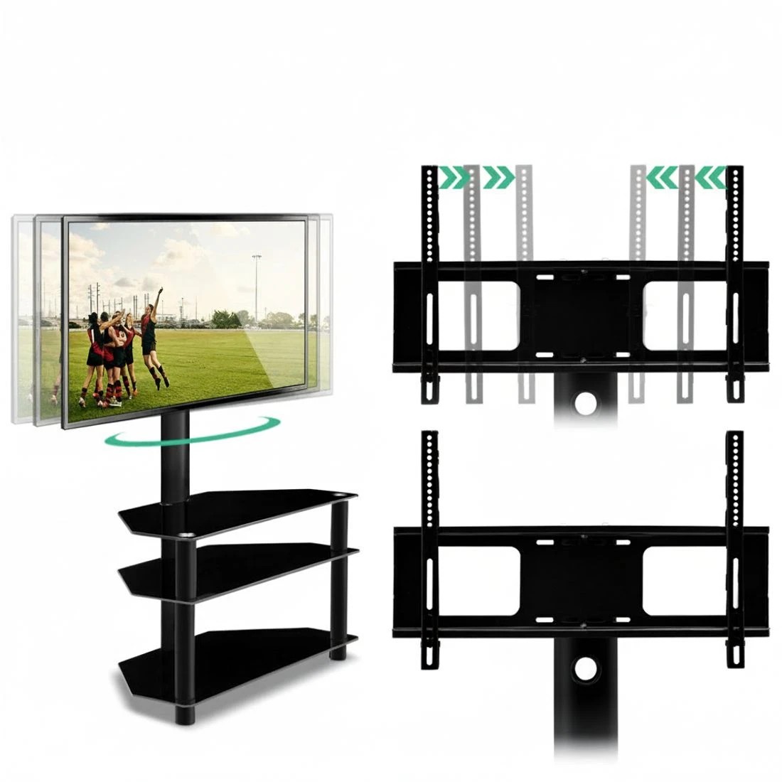 4 Artiss TV Stand Mount Bracket for 32"-60" LED LCD 3 Tiers Storage Floor - Black, 4 of 7