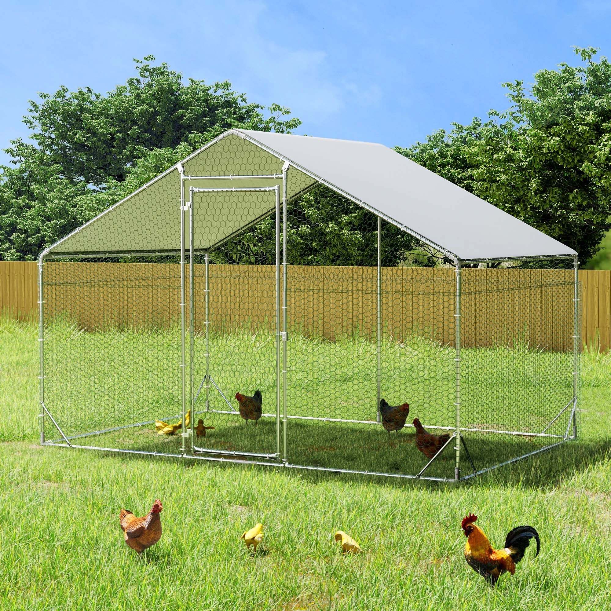 7 Pawz 200X300X195Cm Large Metal Walk-In Chicken Coop Cage, 7 of 9