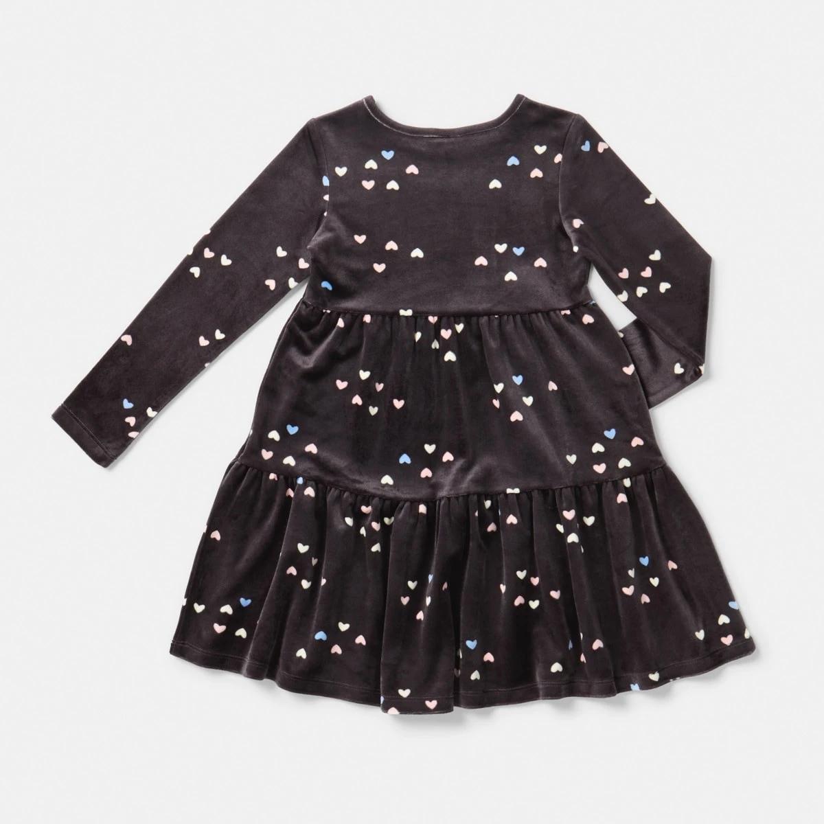 9 Long Sleeve Velour Tier Dress Hearts, 9 of 9