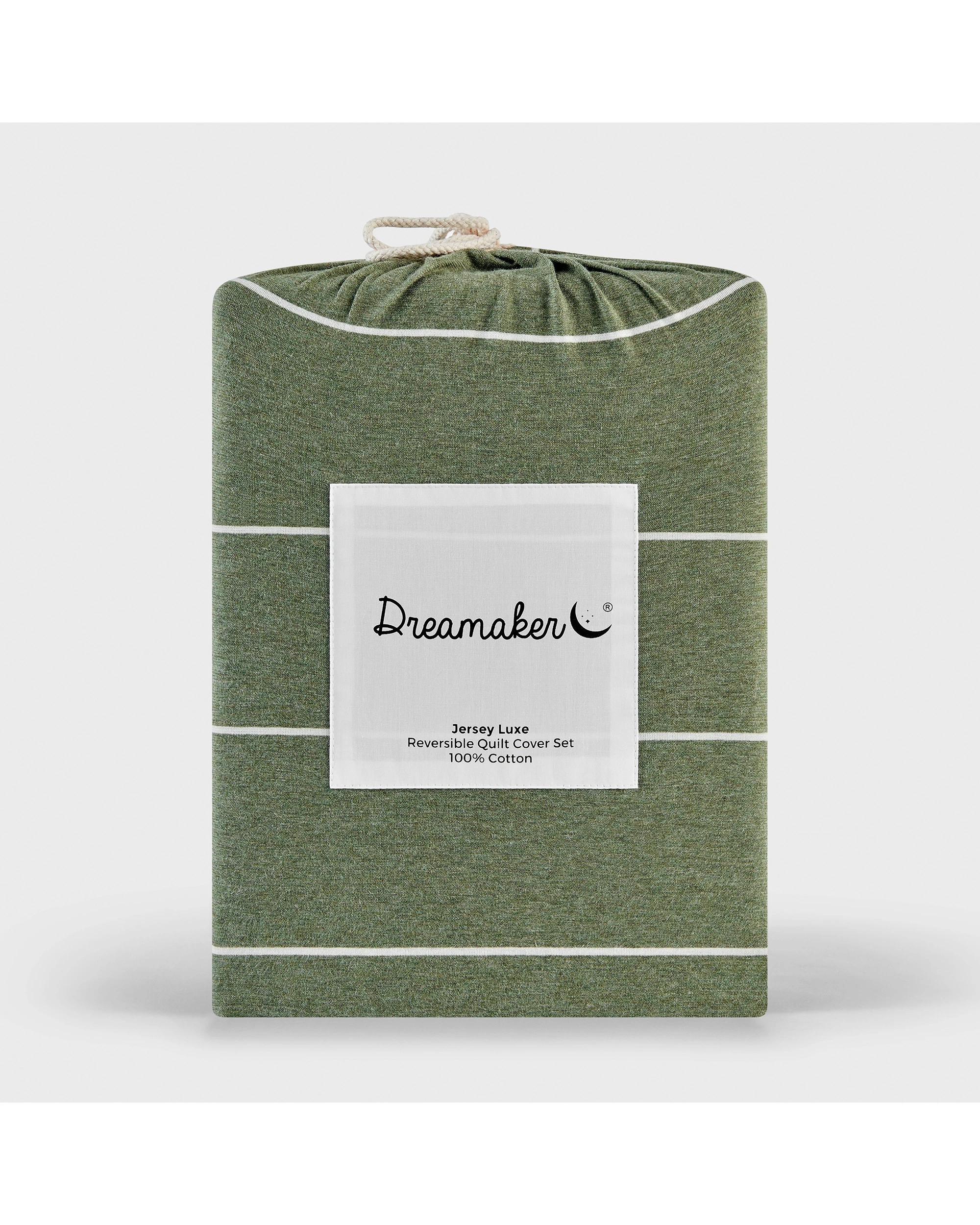 6 Dreamaker Jersey Luxe 100% Cotton Reversible Quilt Cover Set Charcoal - Queen Bed - Olive, 6 of 10