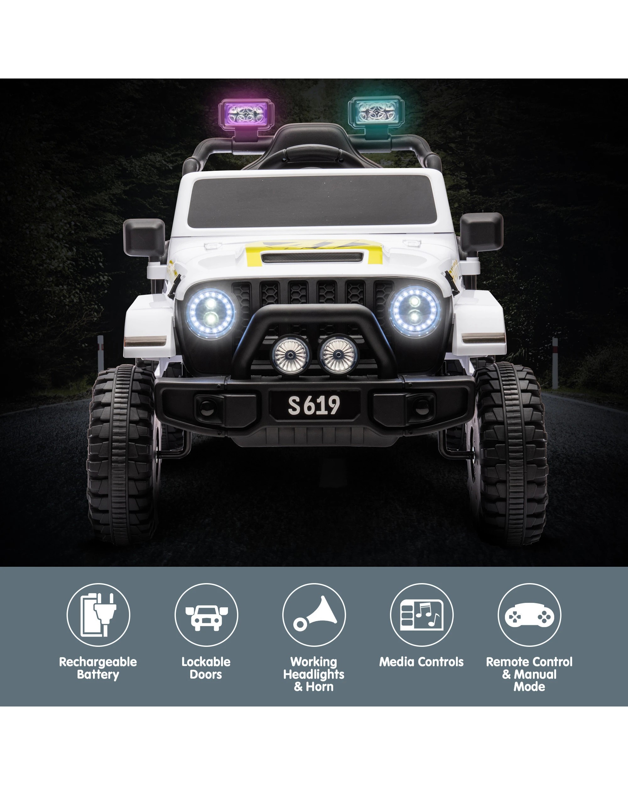 7 Kahuna S619 Gravity Kids Electric Ride On Car - White, 7 of 10