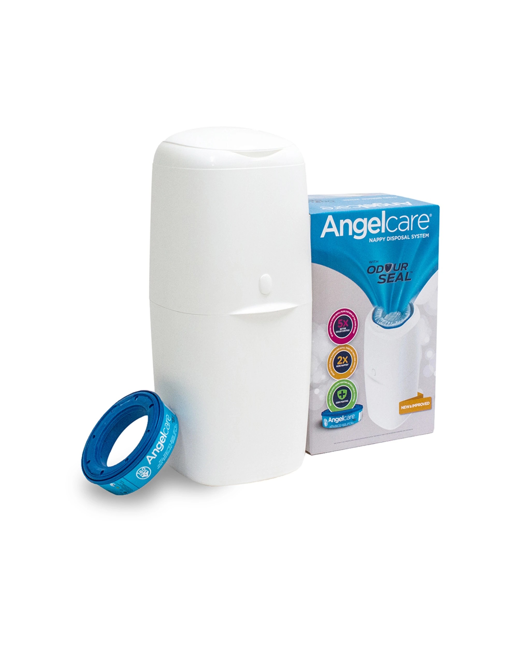 1 Angelcare Odour Seal Nappy Disposal System With 1 Refill Cassette Starter Kit
 - White, 1 of 9