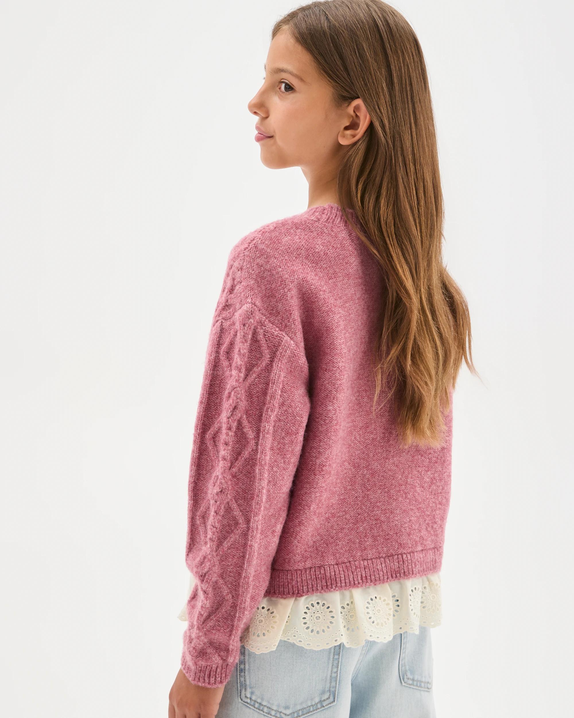 4 Target Kids Cable Knit Lace Hem Jumper PINK, 4 of 7