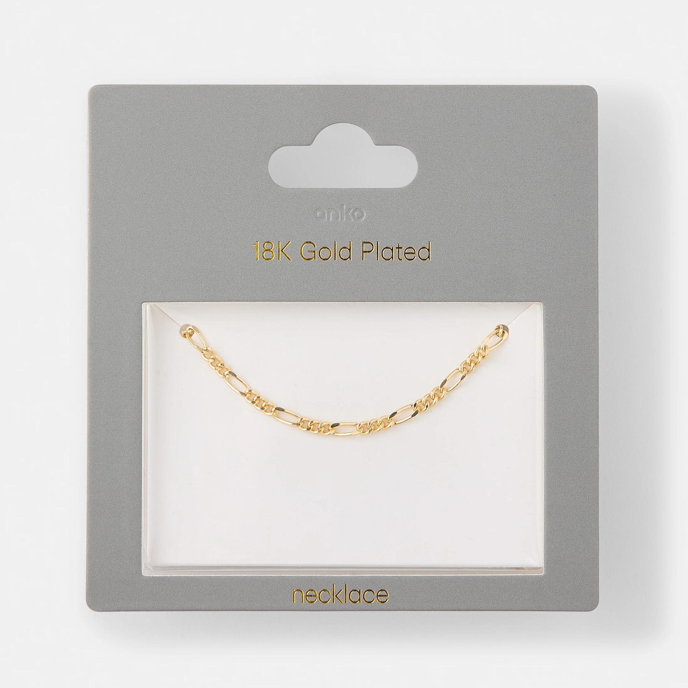 4 18K Gold Plated Figaro Chain Necklace Gold, 4 of 4