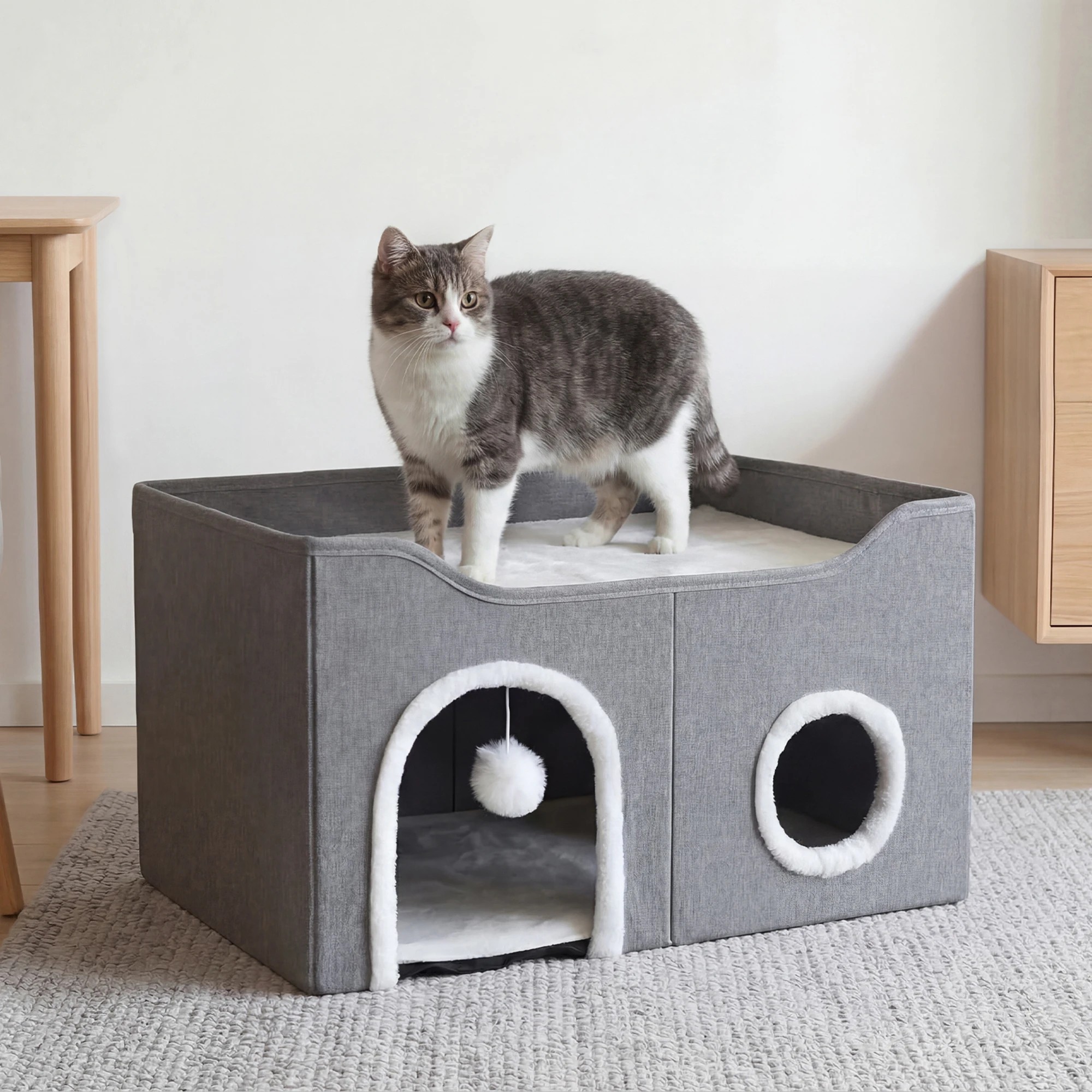 8 Pawz Foldable Cat House Cave Bed Hideaway Interactive Nest Scratching Board, 8 of 8