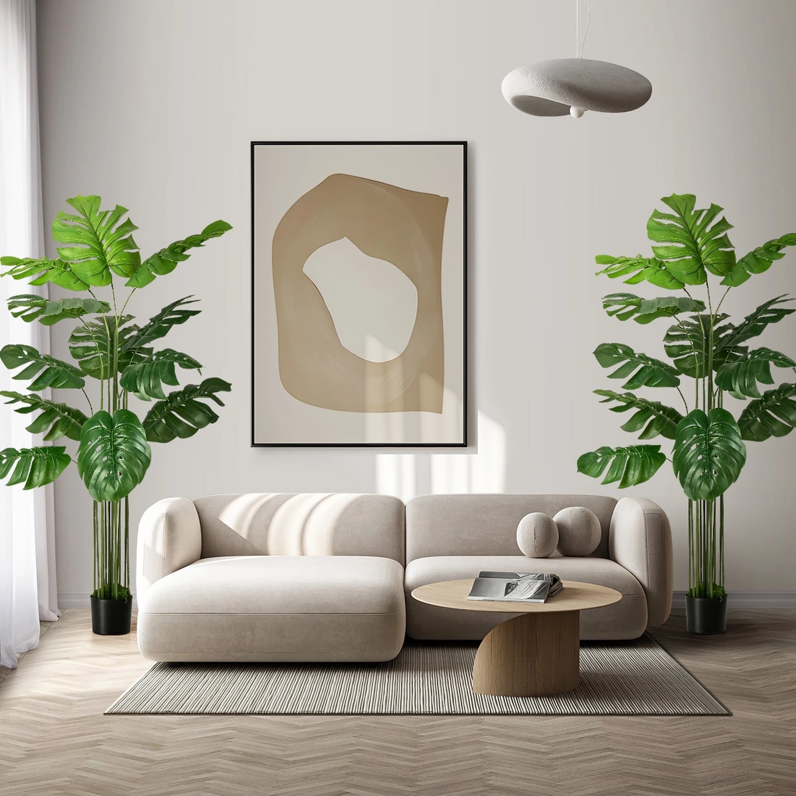4 Livsip 2 Pack Artificial Tree 150cm Potted Faux Monstera Deliciosa Plant, 4 of 9