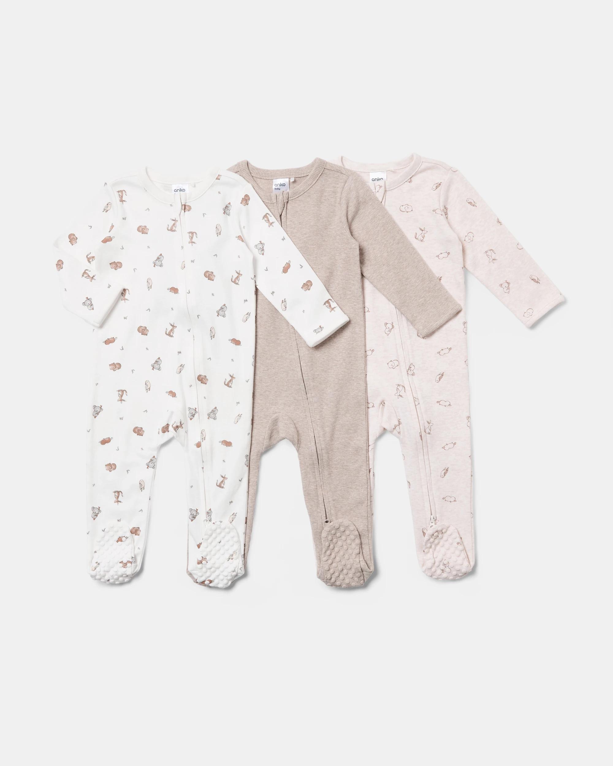 1 3 Pack Cotton Coveralls Aus Animal, 1 of 8