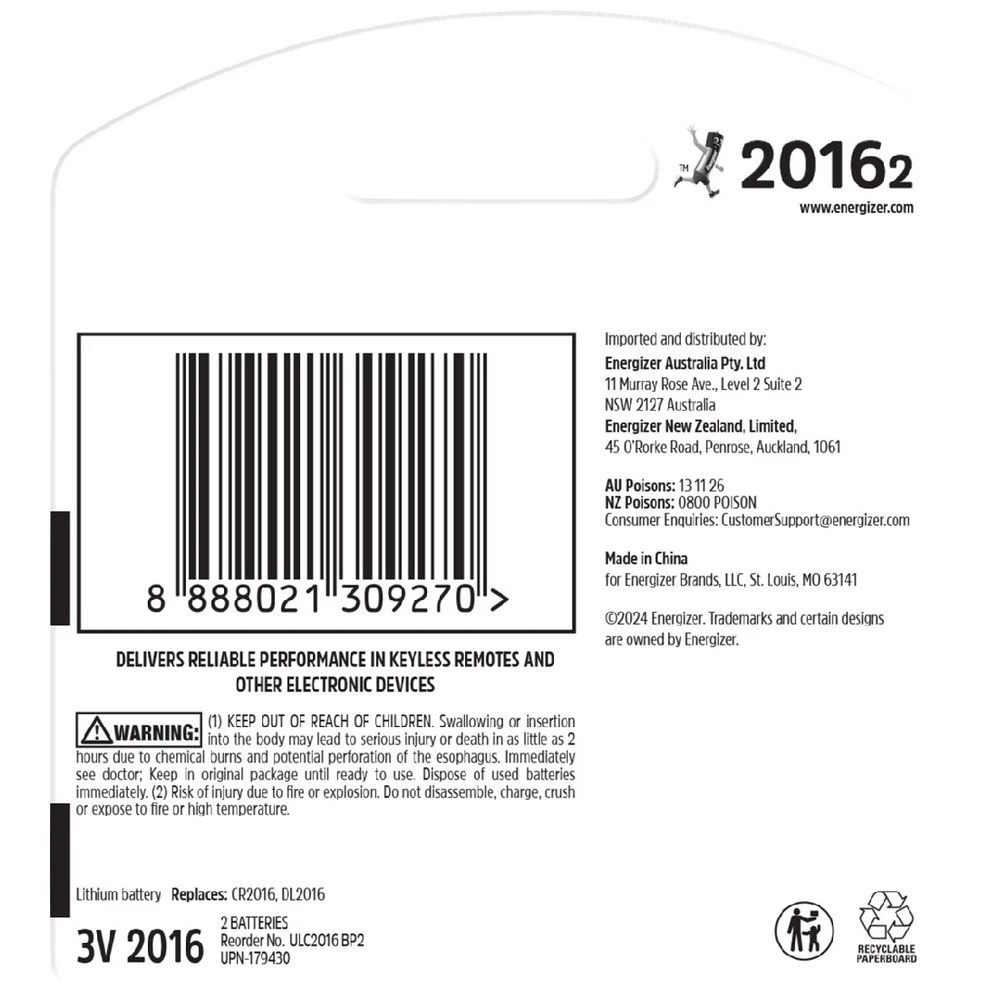 2 Energizer 2016 Ultimate Lithium Coin Battery 2 Pack, 2 of 8