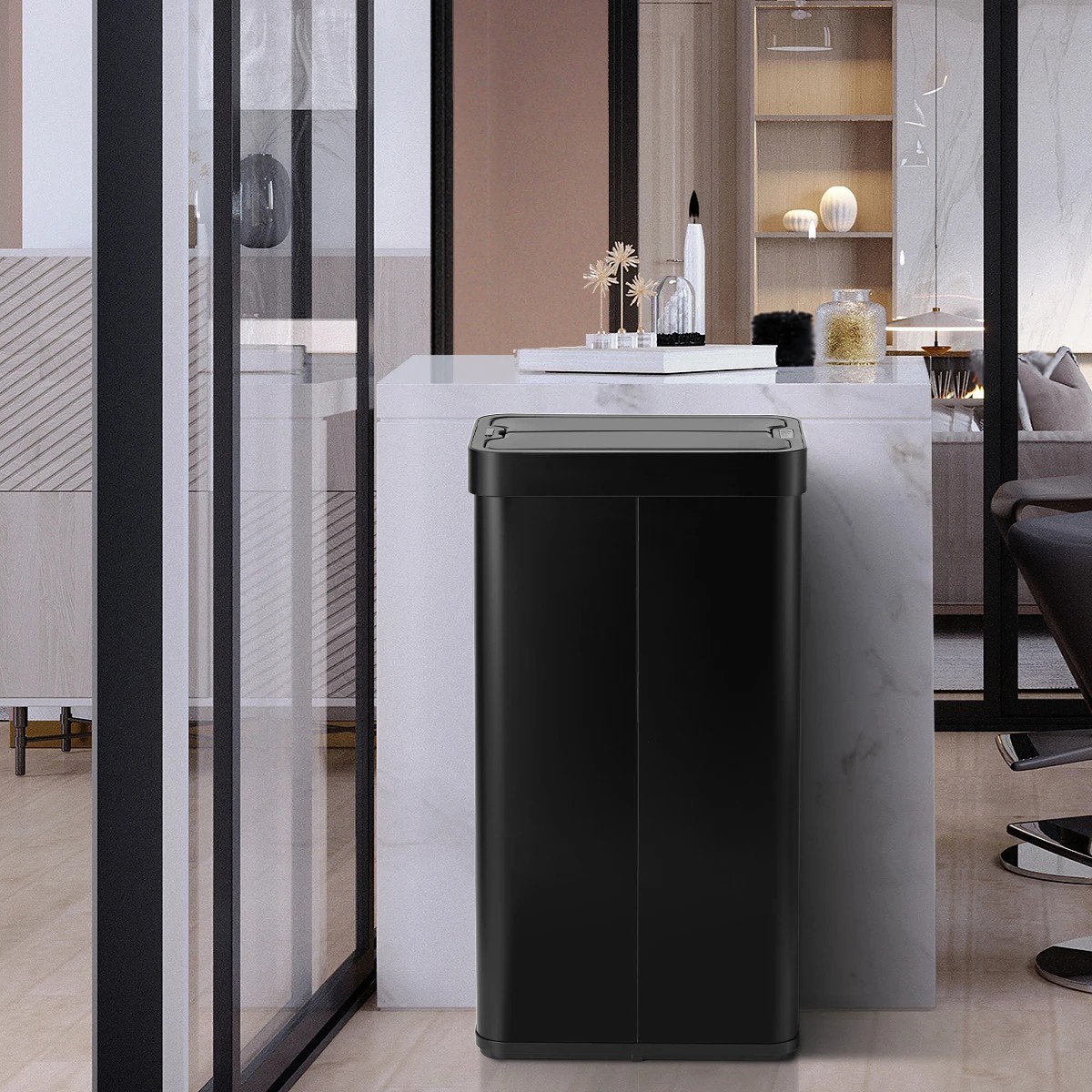 9 Oikiture 75L Motion Sensor Rubbish Bin Stainless Steel - Black, 9 of 10