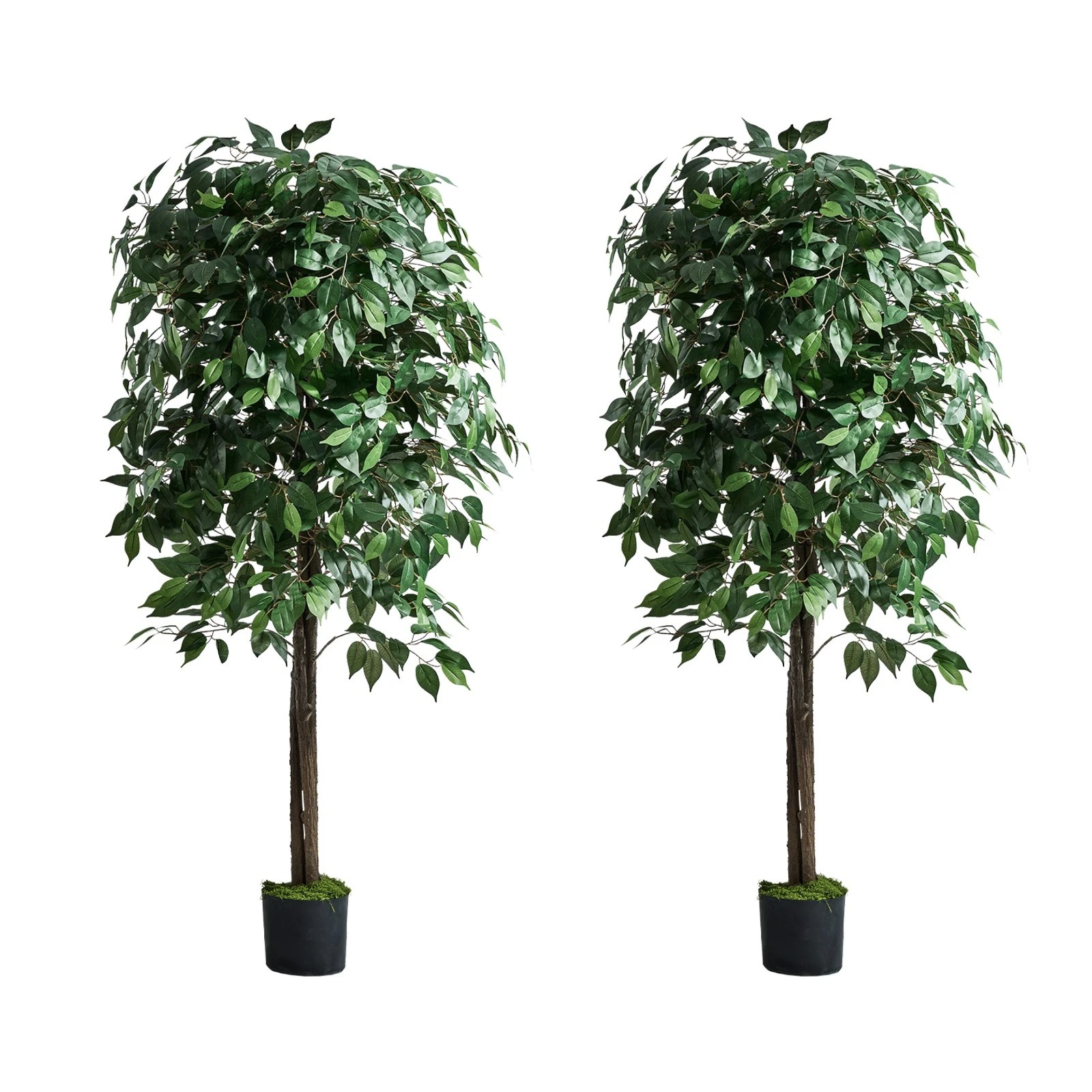 1 Livsip 2 Pack 150cm Artificial Ficus Tree Faux Potted Plant - Green, 1 of 10