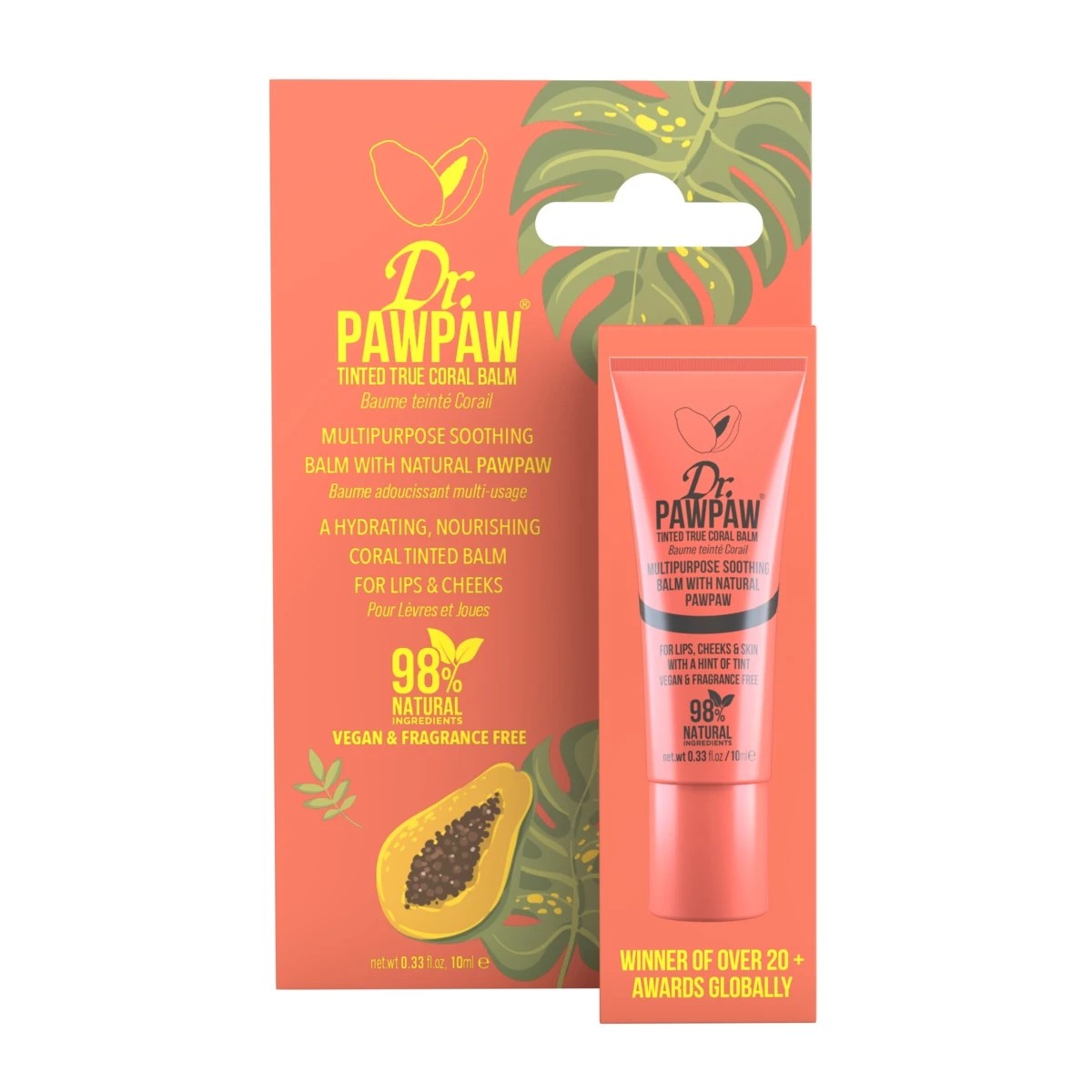 1 Dr. PAWPAW Tinted True Coral Lip Balm 10ml - Natural Pawpaw, 1 of 1
