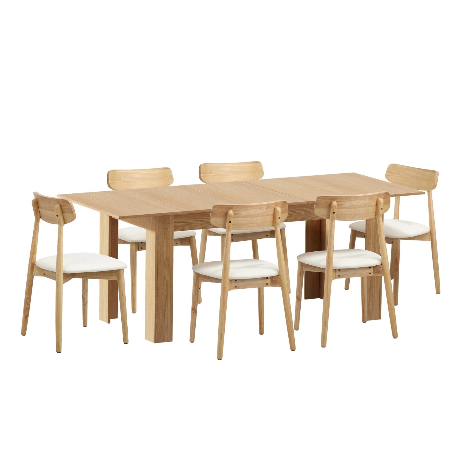 7 Oikiture 200cm Extendable Dining Table With 6x Dining Chairs Pu Leather
 - Multi, 7 of 10