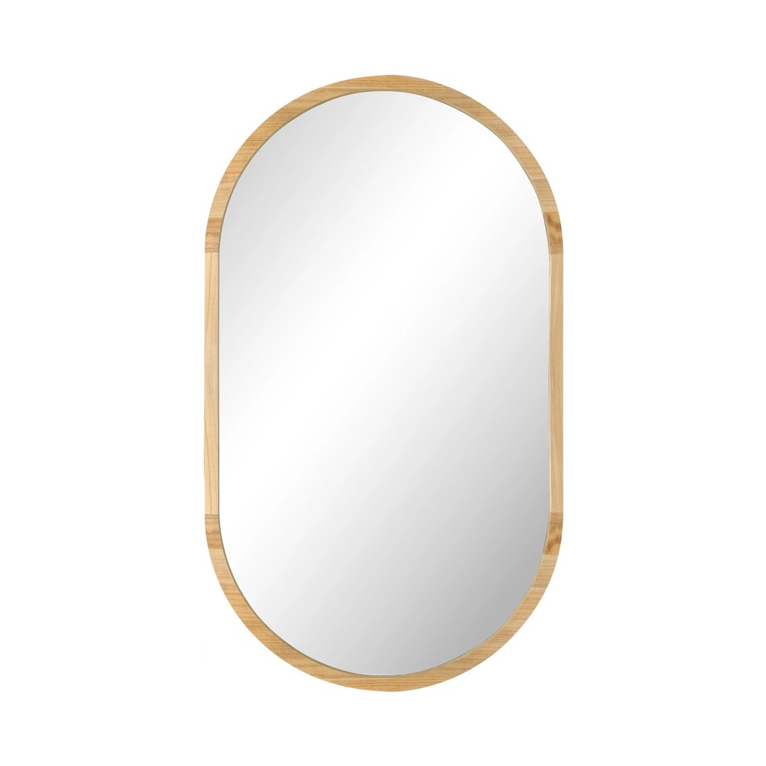 9 Oikiture Wooden Wall Mirrors Oval Makeup Mirror Home Decor 84x50cm
 - Natural, 9 of 9