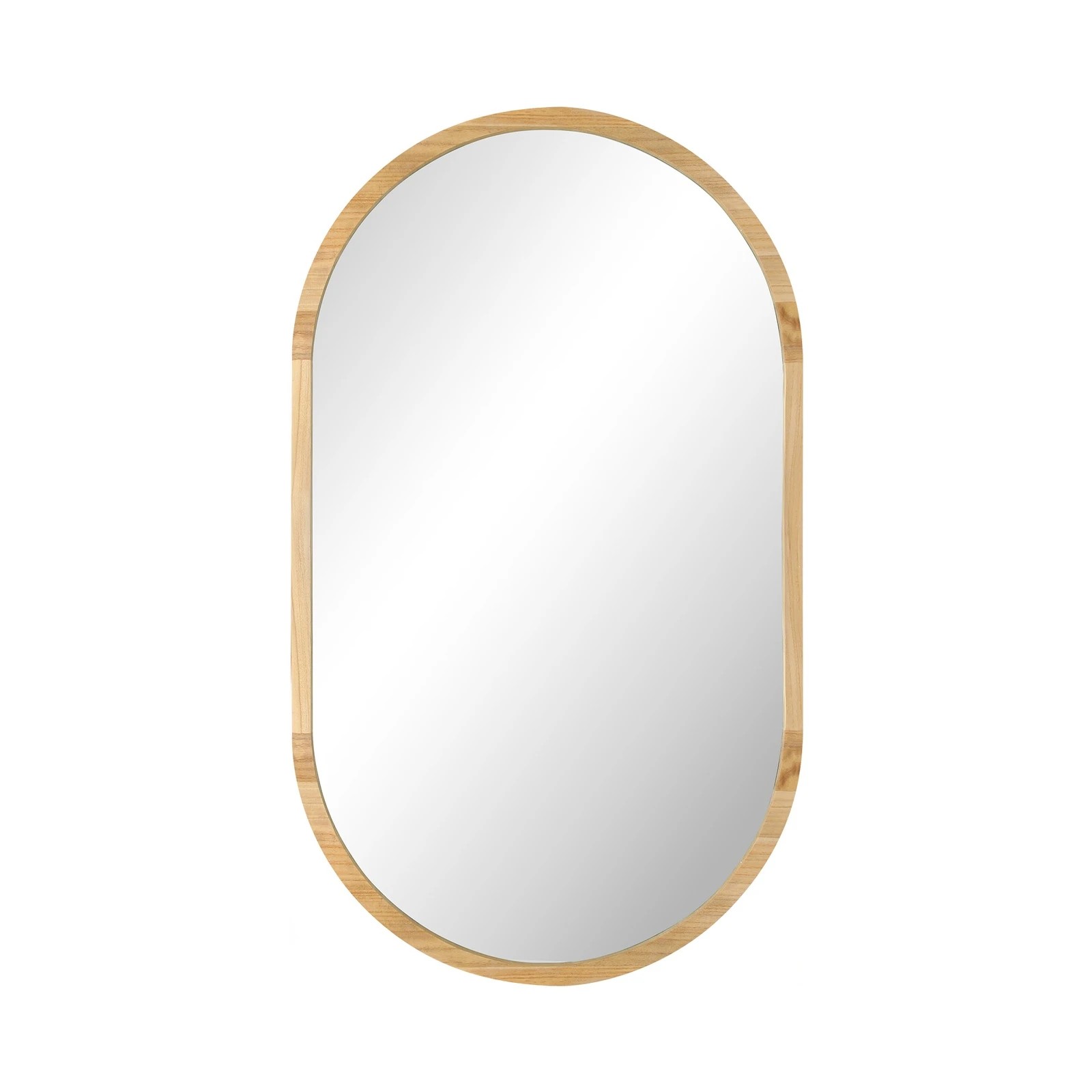 9 Oikiture Wooden Wall Mirrors Oval Makeup Mirror Home Decor 84x50cm
 - Natural, 9 of 9