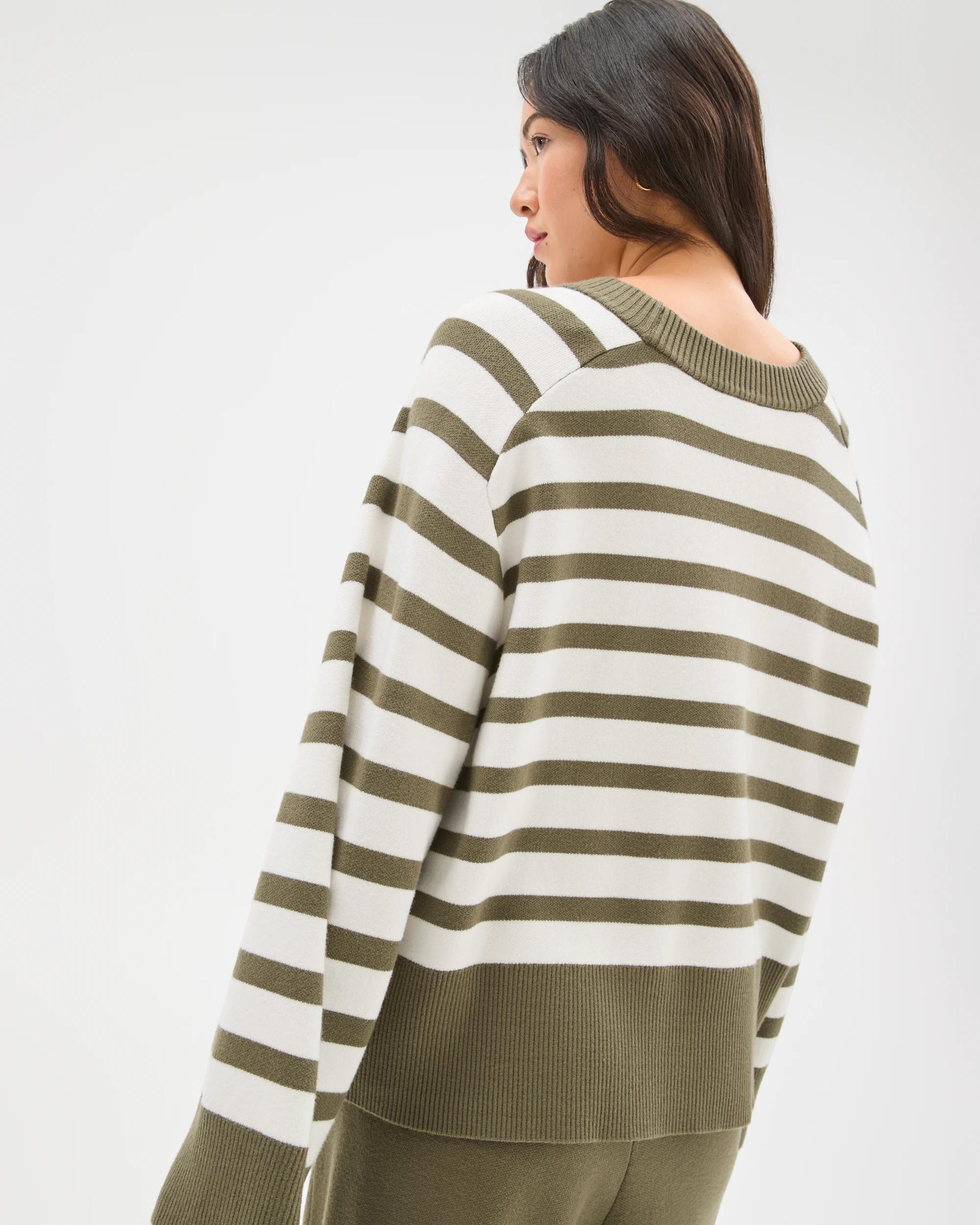 4 Target Woman Clean Knit Crew Neck Jumper DUSTY OLIVE STRIPE, 4 of 7
